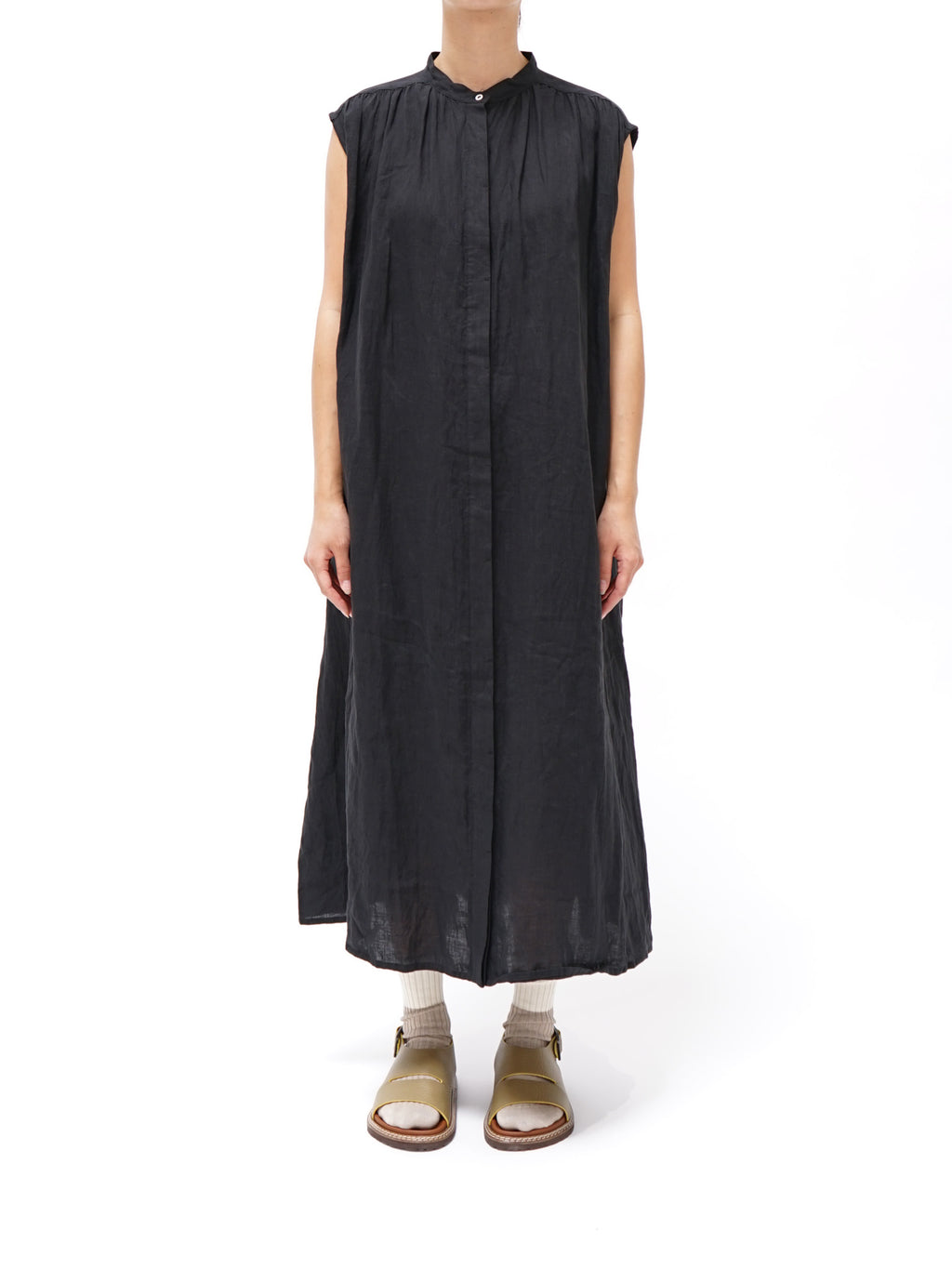 Namu Shop - ICHI Linen Canvas Sleeveless BD Dress - Black