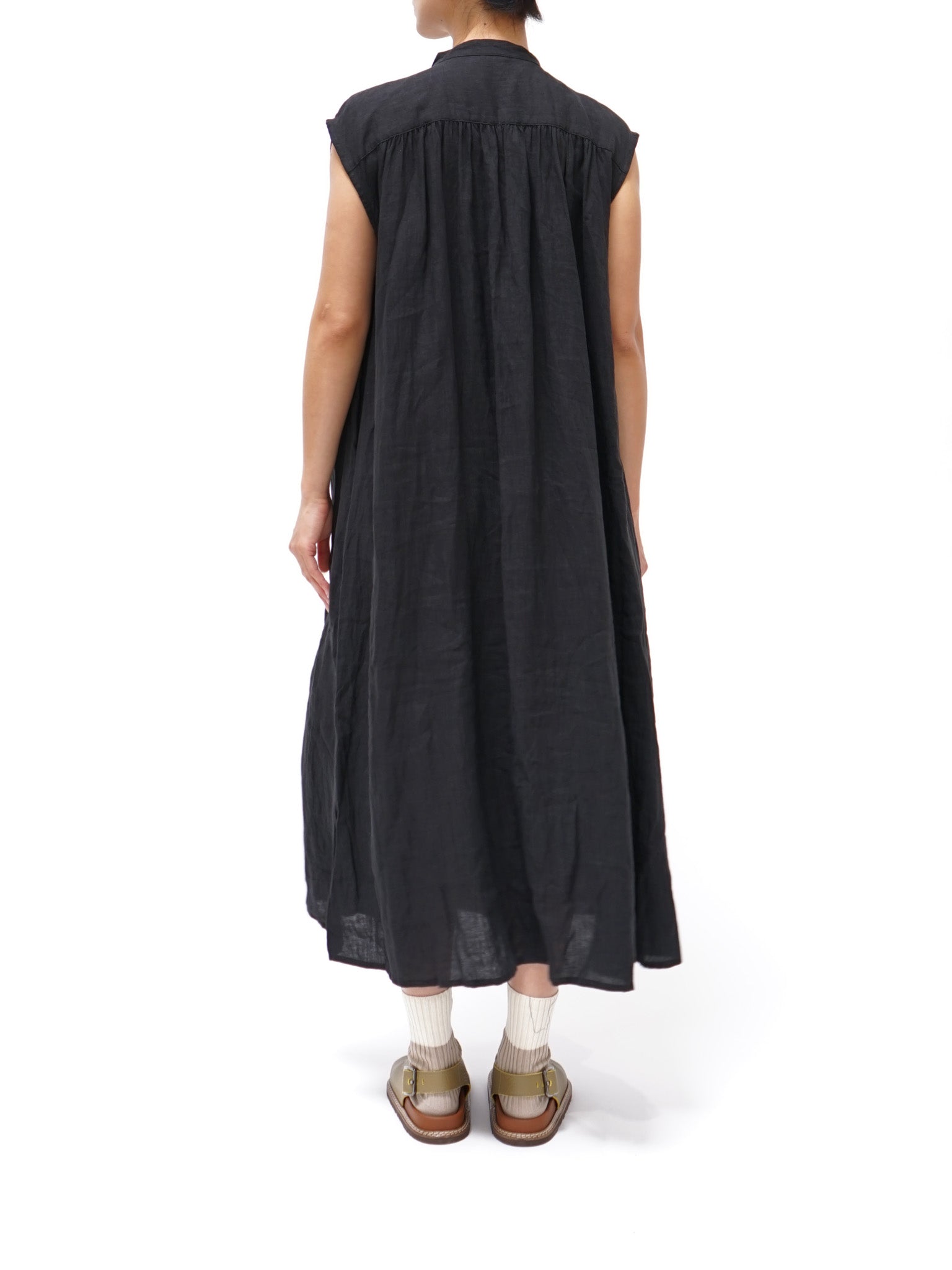 Namu Shop - ICHI Linen Canvas Sleeveless BD Dress - Black