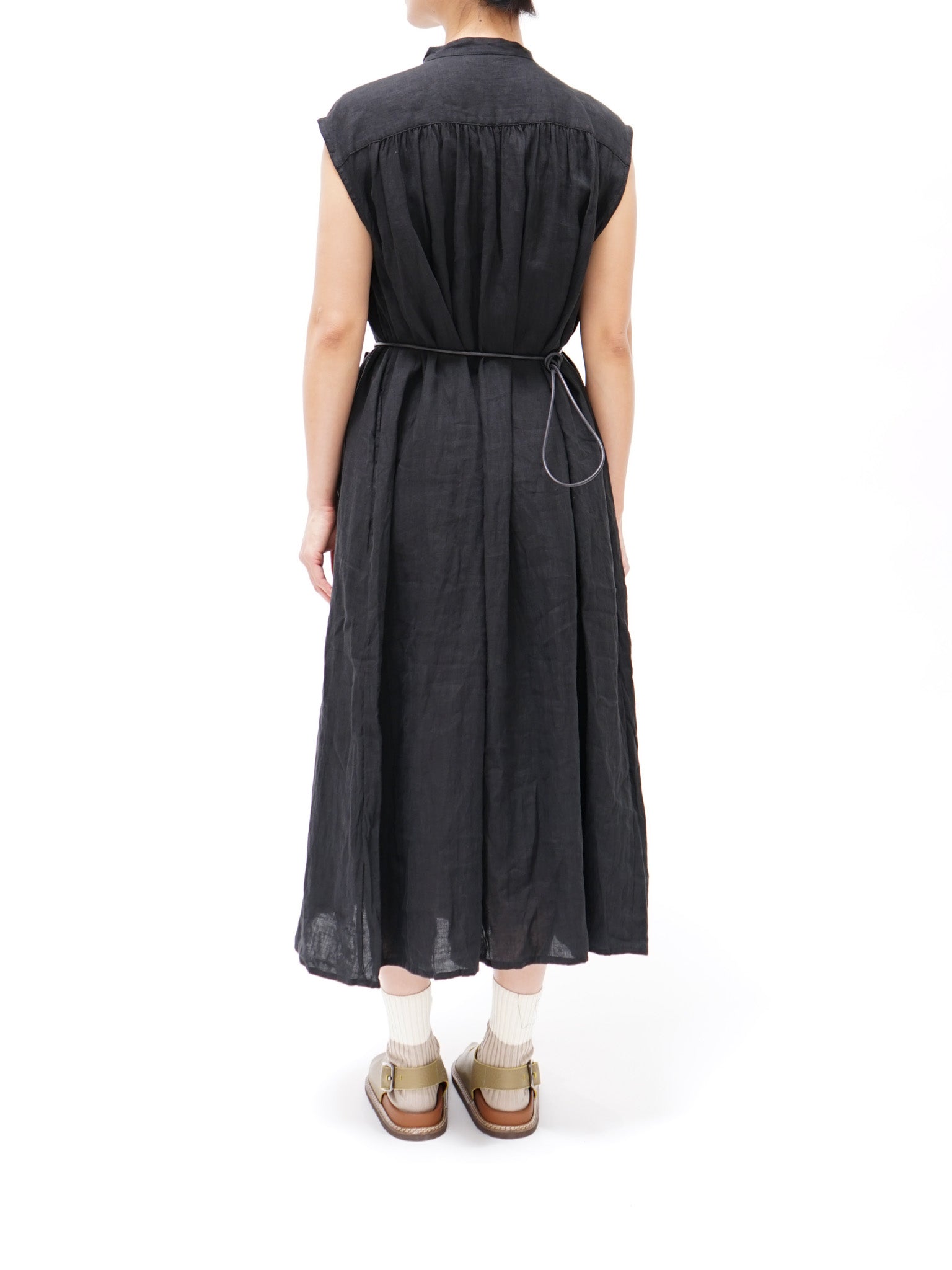 Namu Shop - ICHI Linen Canvas Sleeveless BD Dress - Black