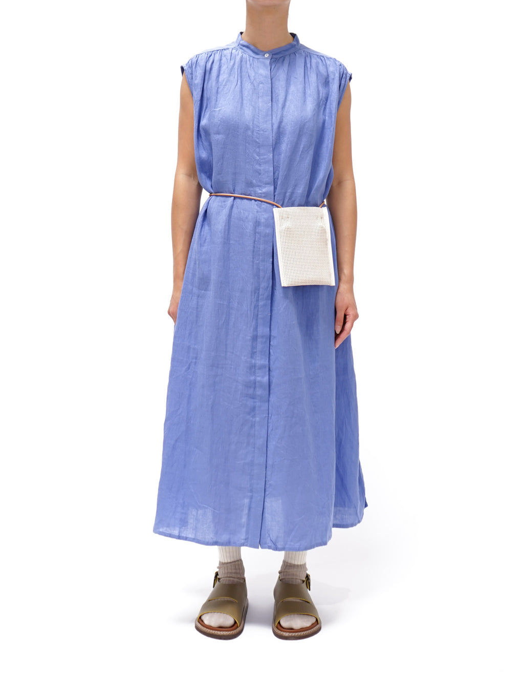 Namu Shop - ICHI Linen Canvas Sleeveless BD Dress - Blue