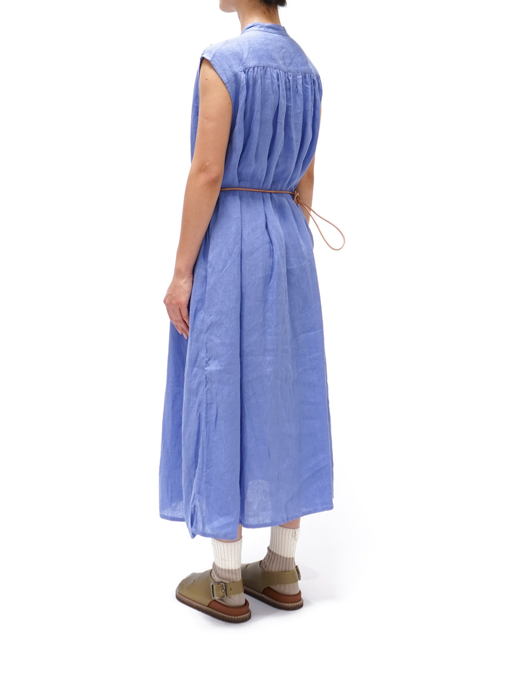 Namu Shop - ICHI Linen Canvas Sleeveless BD Dress - Blue