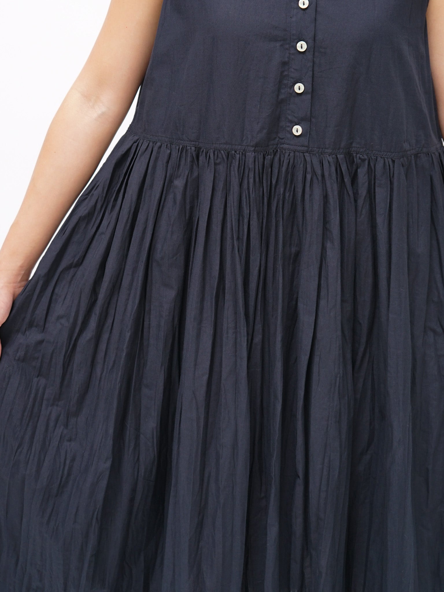 Namu Shop - ICHI Crinkle Sleeveless Dress - Black
