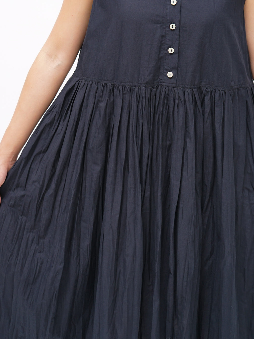 Namu Shop - ICHI Crinkle Sleeveless Dress - Black