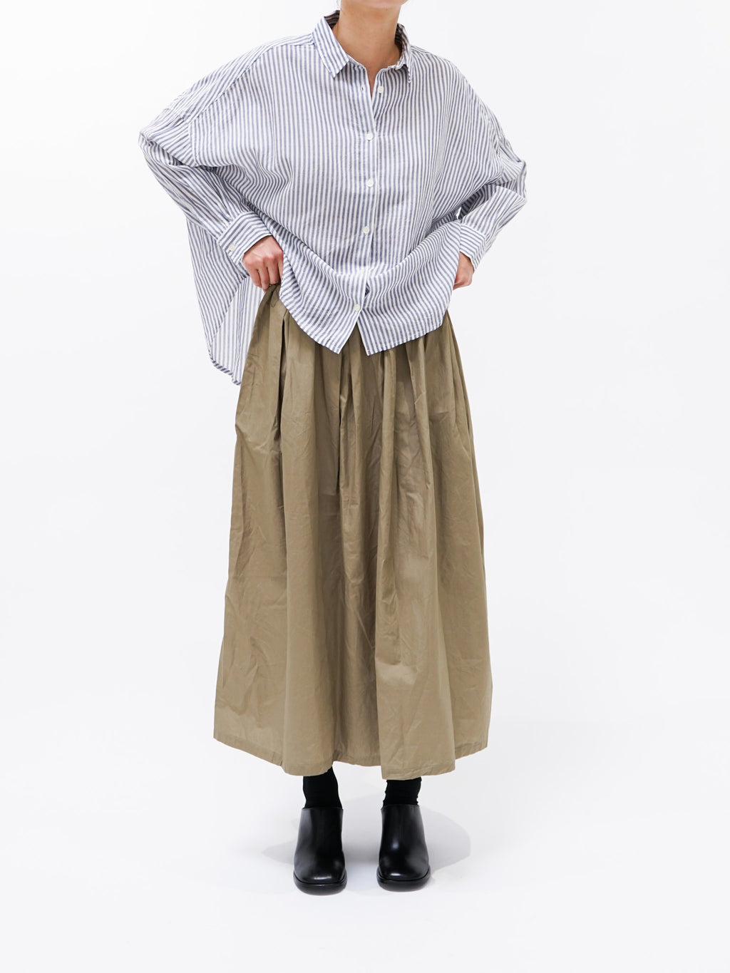 Namu Shop - ICHI Striped Shirt - Navy