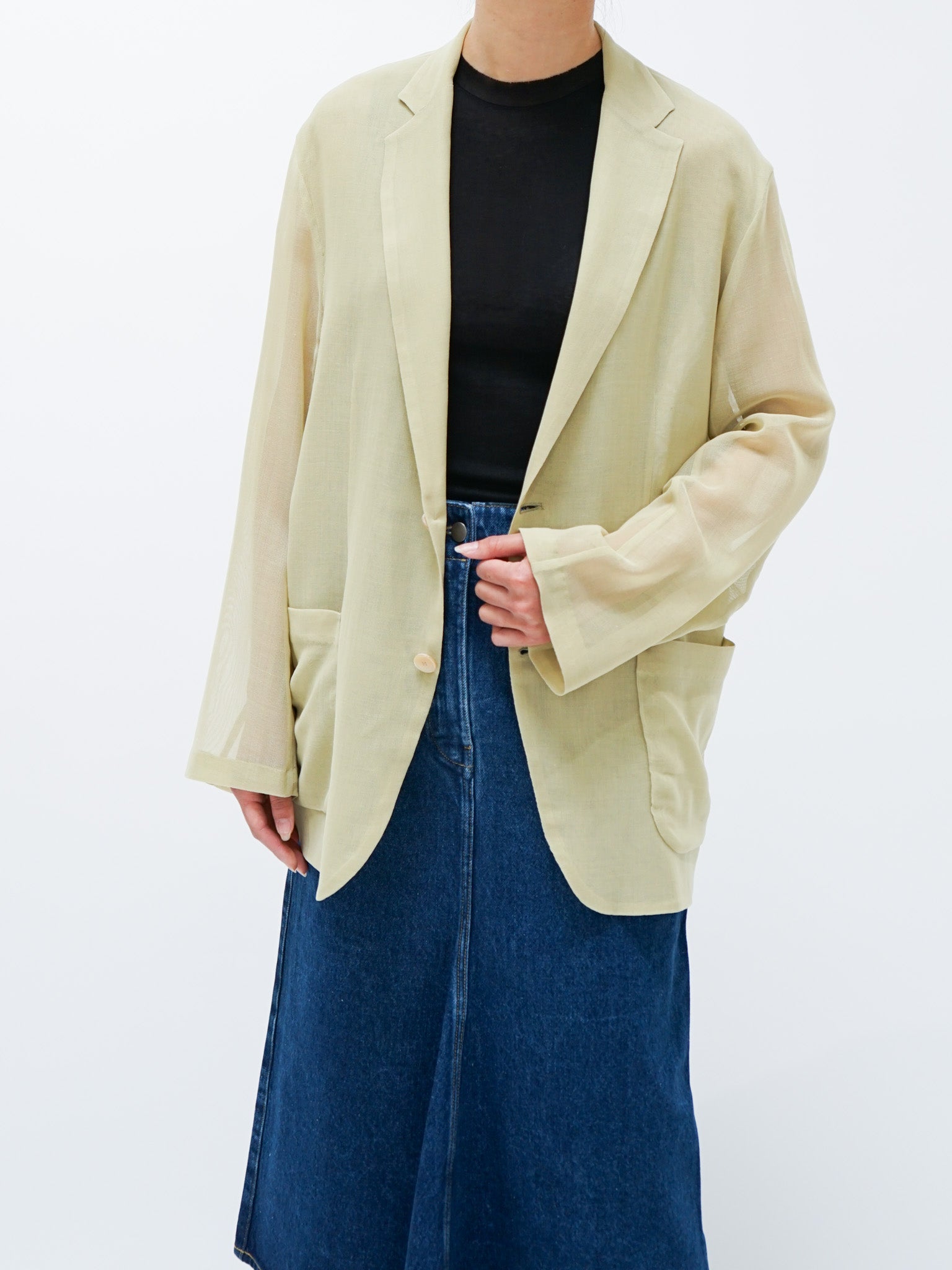 Namu Shop - Auralee Wool Recycle Polyester Leno Sheer Jacket