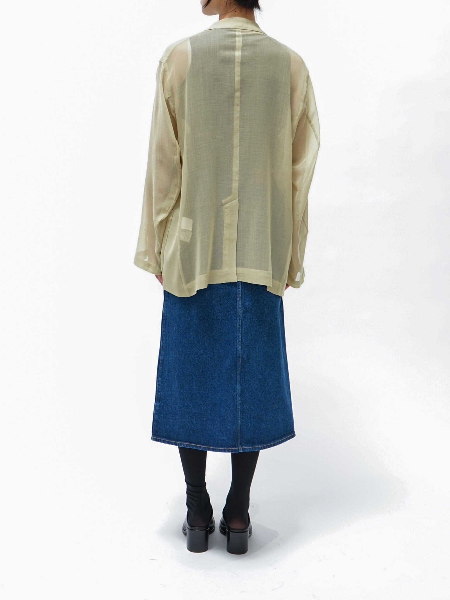 Namu Shop - Auralee Wool Recycle Polyester Leno Sheer Jacket - Yellow Green