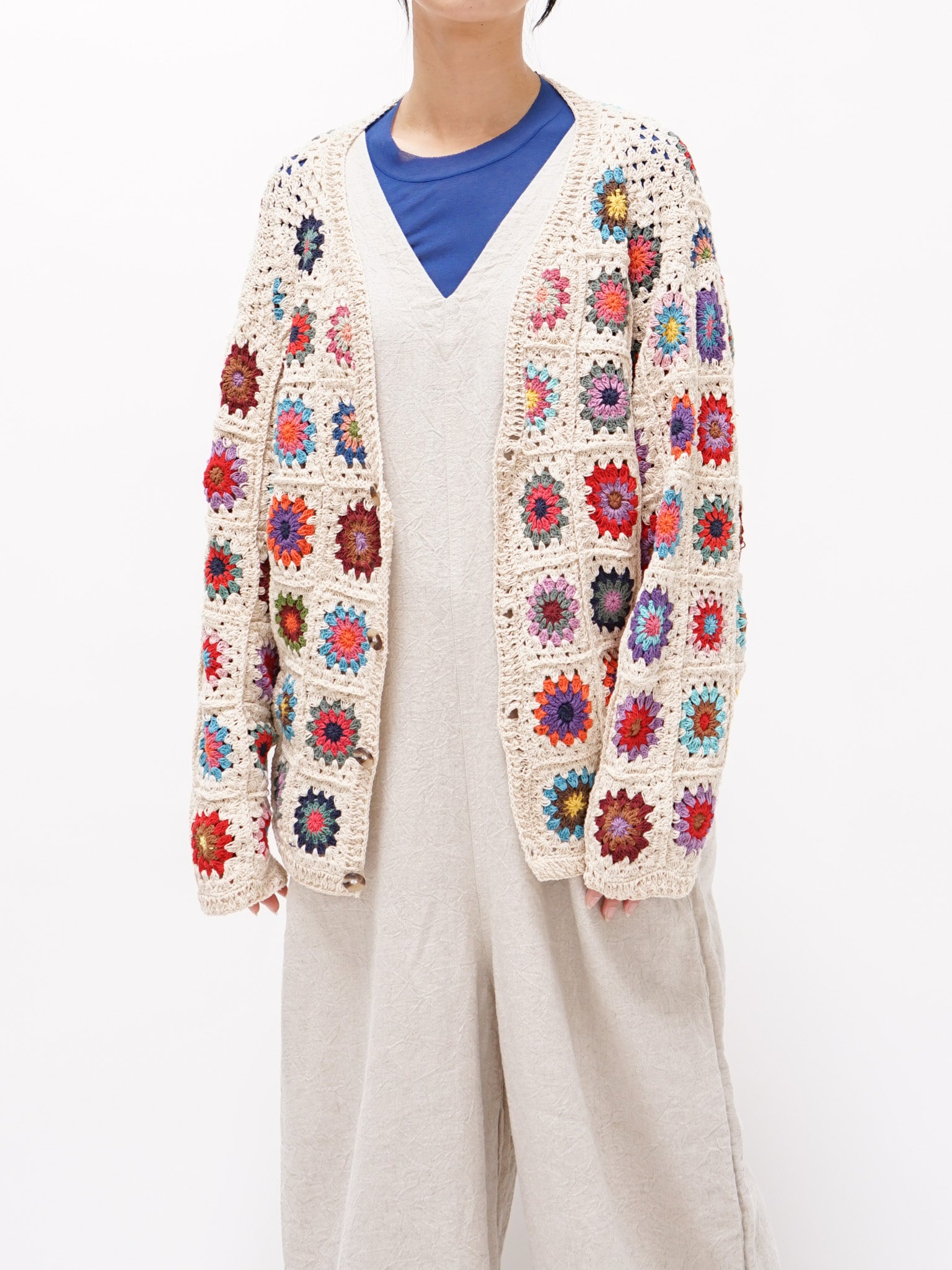 Niche CROCHET CARDIGAN COLORFUL 花柄カーディガン