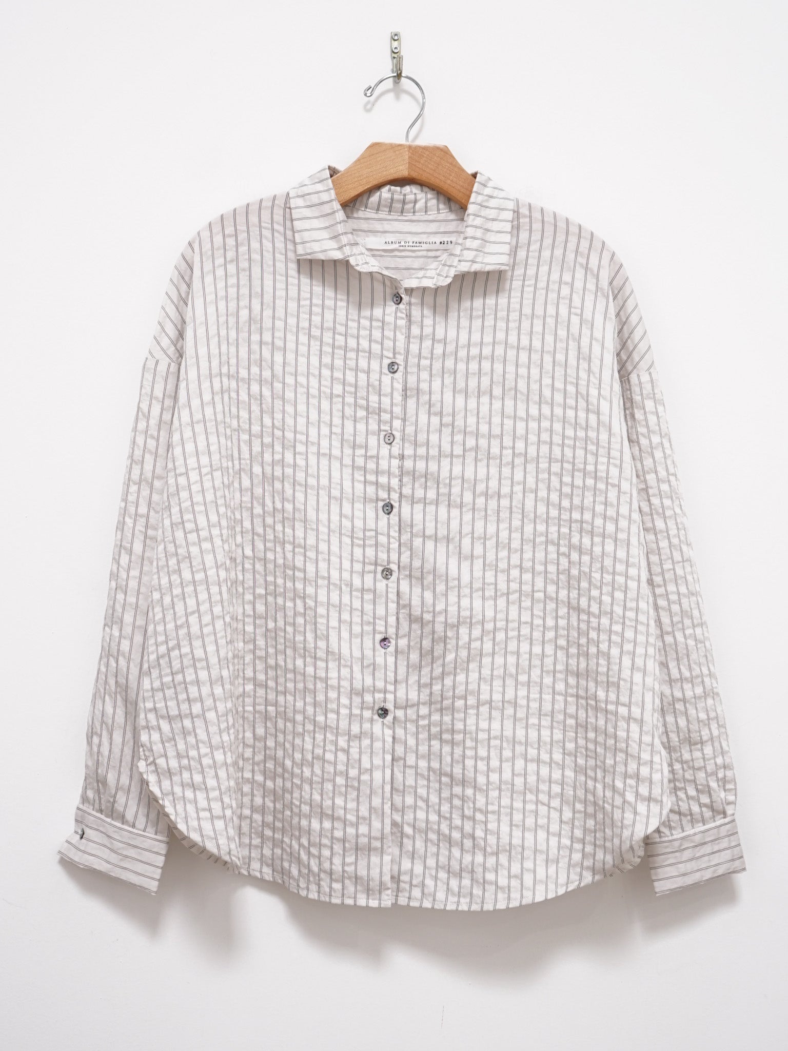 Namu Shop - Album di Famiglia Striped Short Collar Shirt - Off White