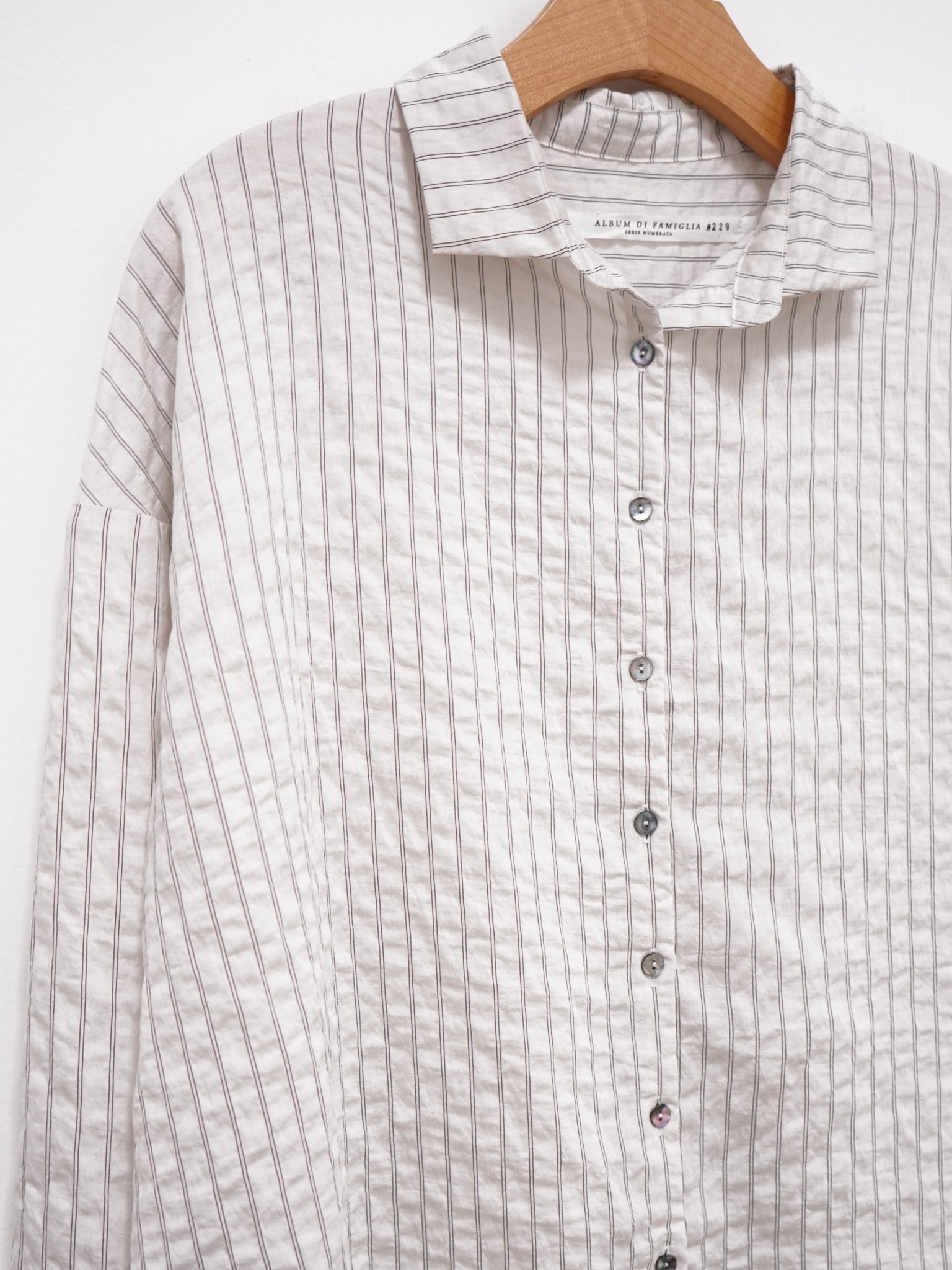 Namu Shop - Album di Famiglia Striped Short Collar Shirt - Off White