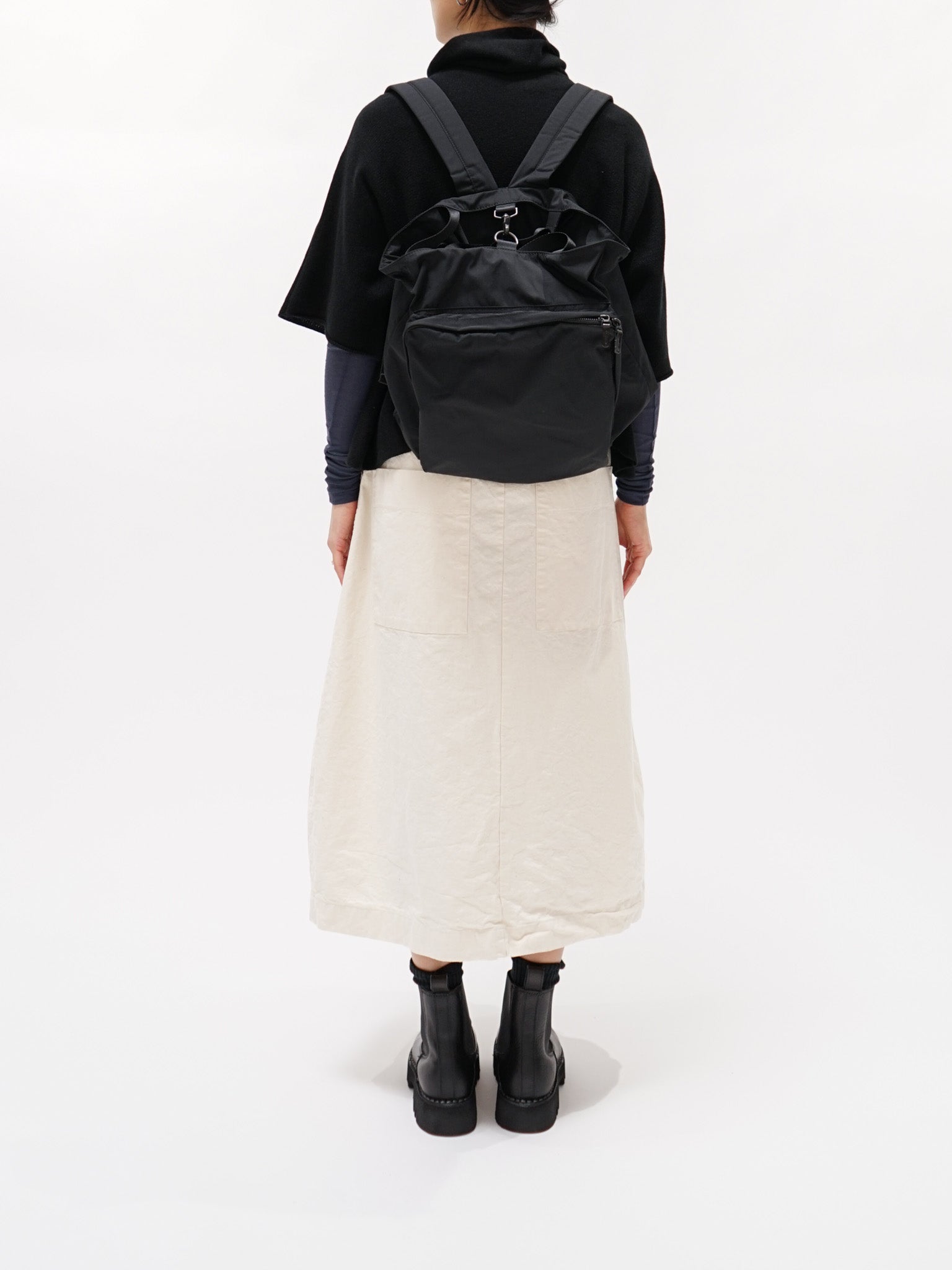 Gabardine Two-Way Backpack - Black Gabardine Two-Way Backpack - Black
