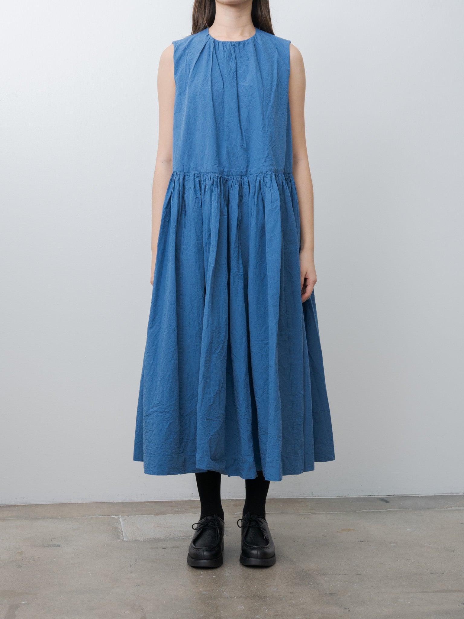 Pomme Ruche Dress CHALK POPLIN - Medium Blue