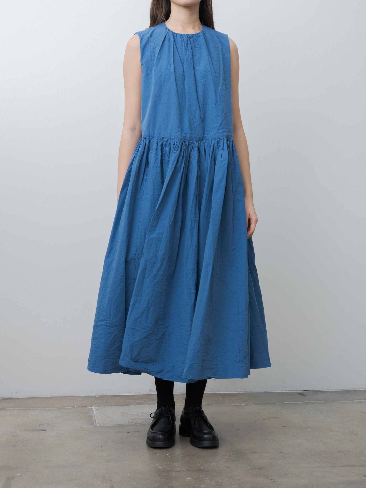 Pomme Ruche Dress CHALK POPLIN - Medium Blue