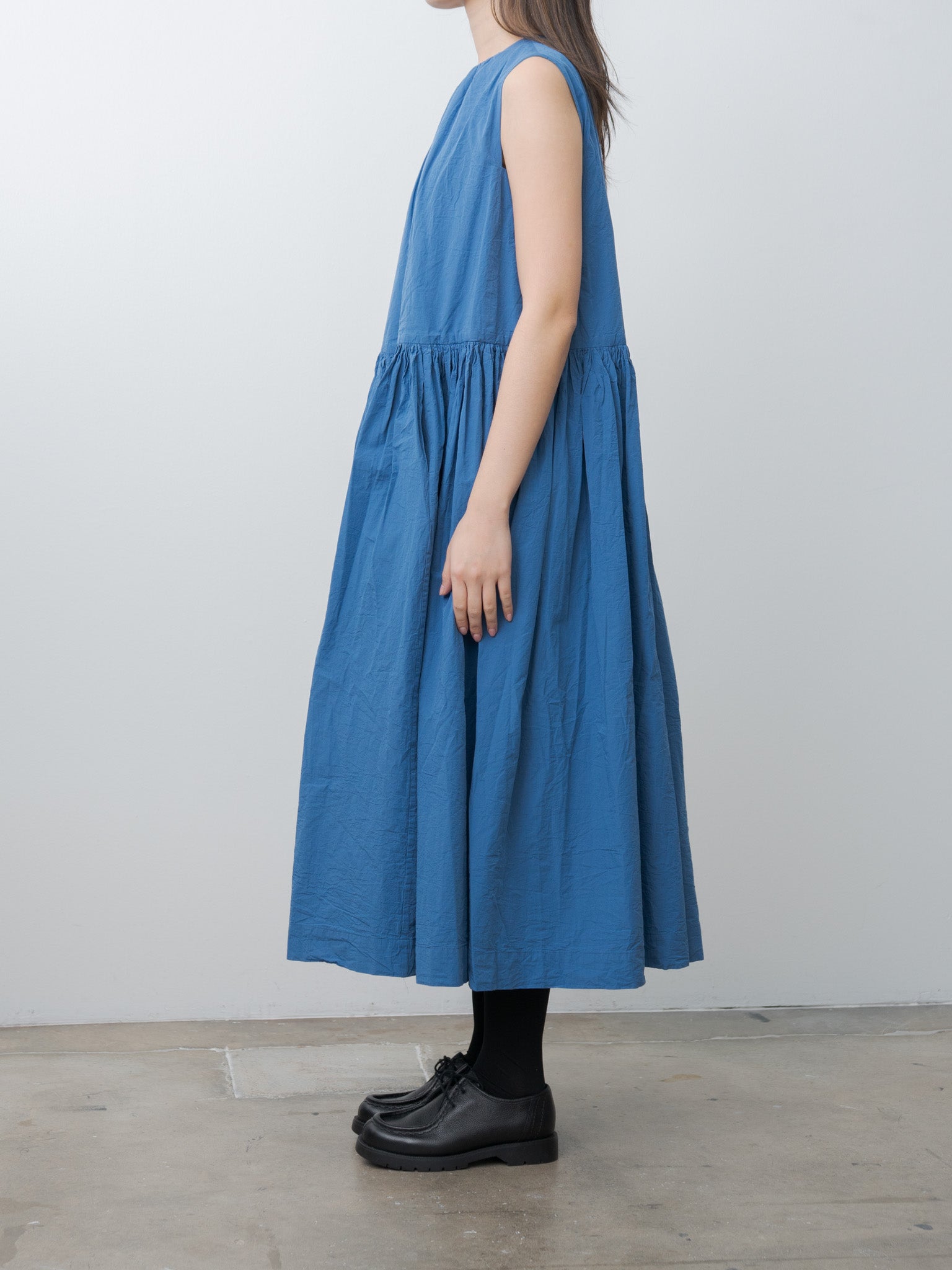 Pomme Ruche Dress CHALK POPLIN - Medium Blue