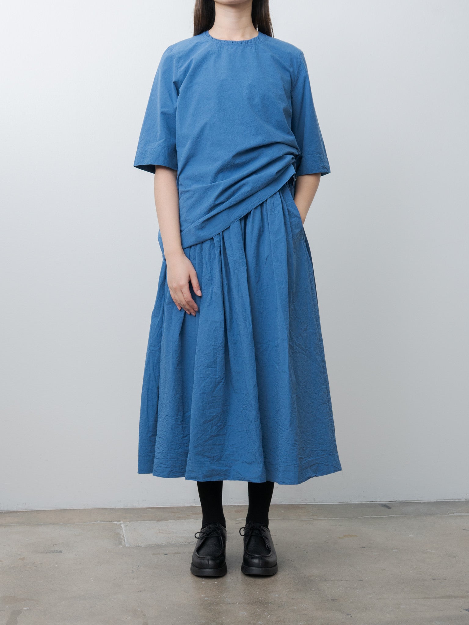 Simple Top CHALK POPLIN - Medium Blue