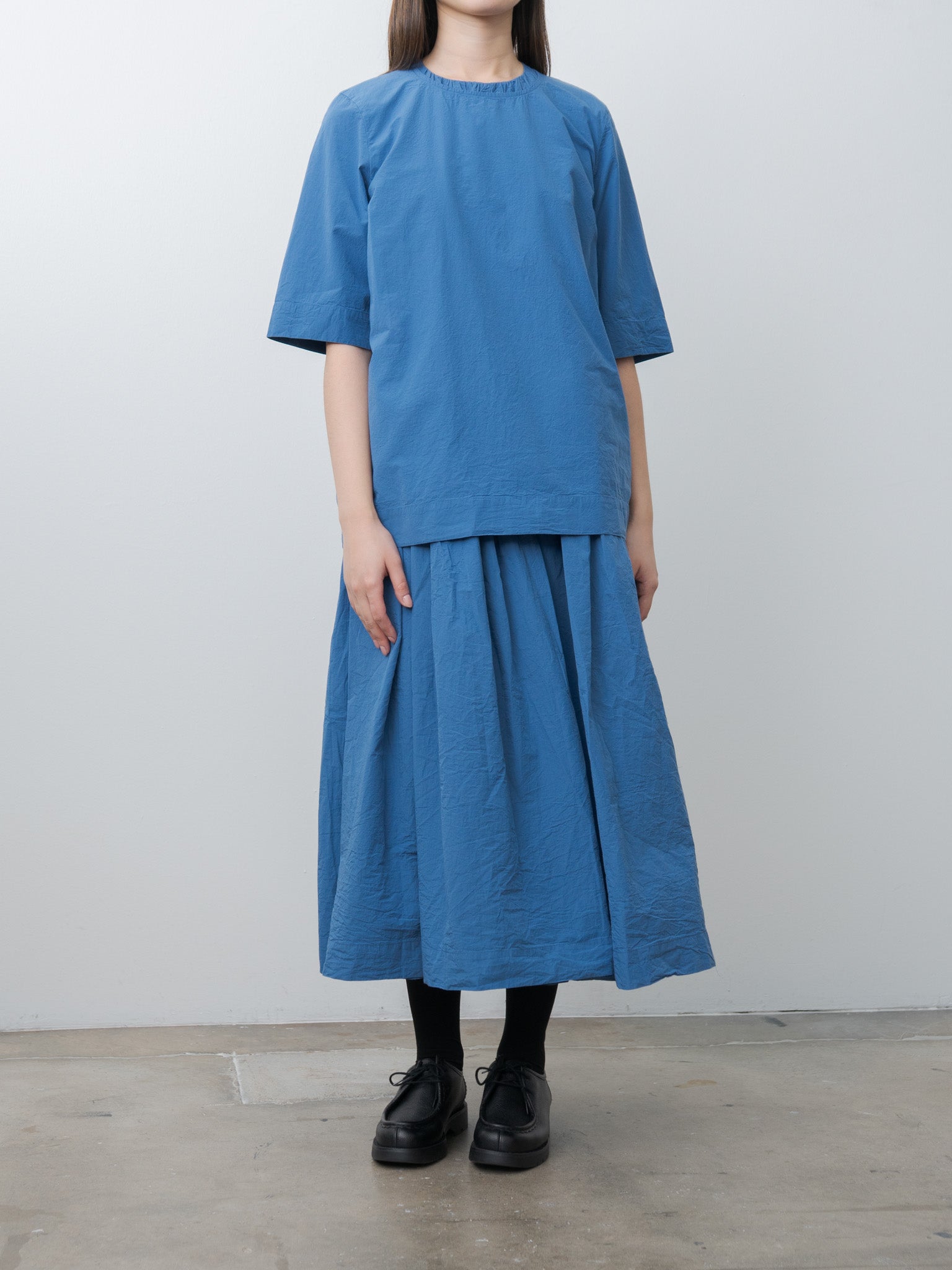 Simple Top CHALK POPLIN - Medium Blue