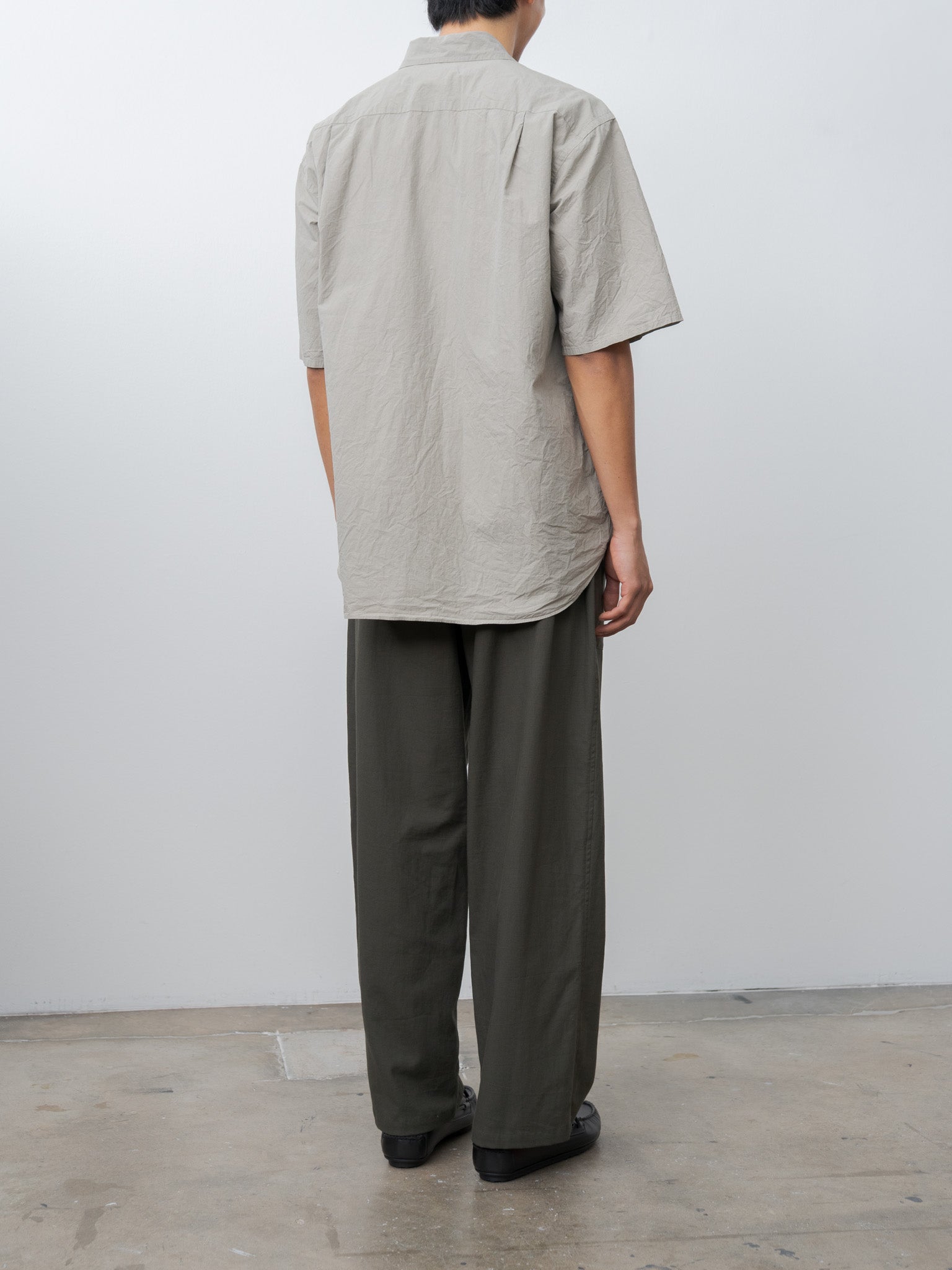 Namu Shop - Yoko Sakamoto Natural Garment Dyed Regular Collar S/S Shirt - Mugwort