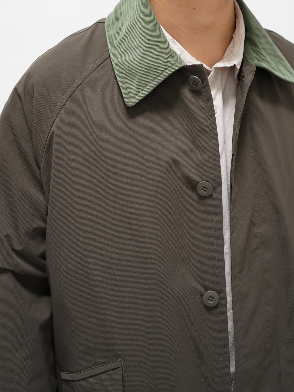 Namu Shop - ts(s) SOLOTEX Polyester Stretch Raglan Sleeve Coat - Olive