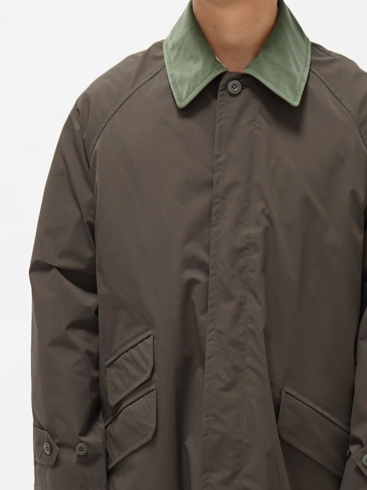 Namu Shop - ts(s) SOLOTEX Polyester Stretch Raglan Sleeve Coat - Olive