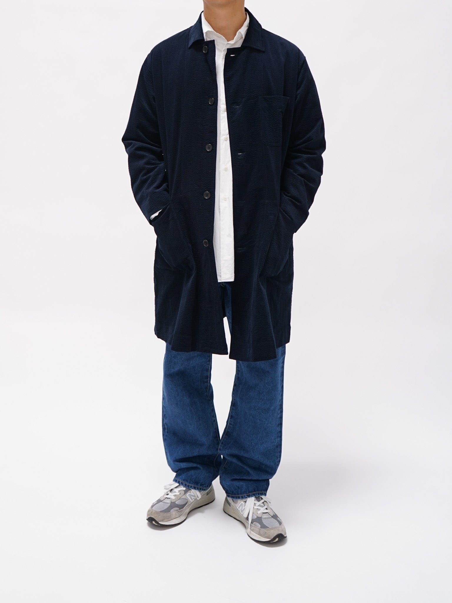 Namu Shop - ts(s) Cotton Ripple Corduroy Shirt Coat - Navy