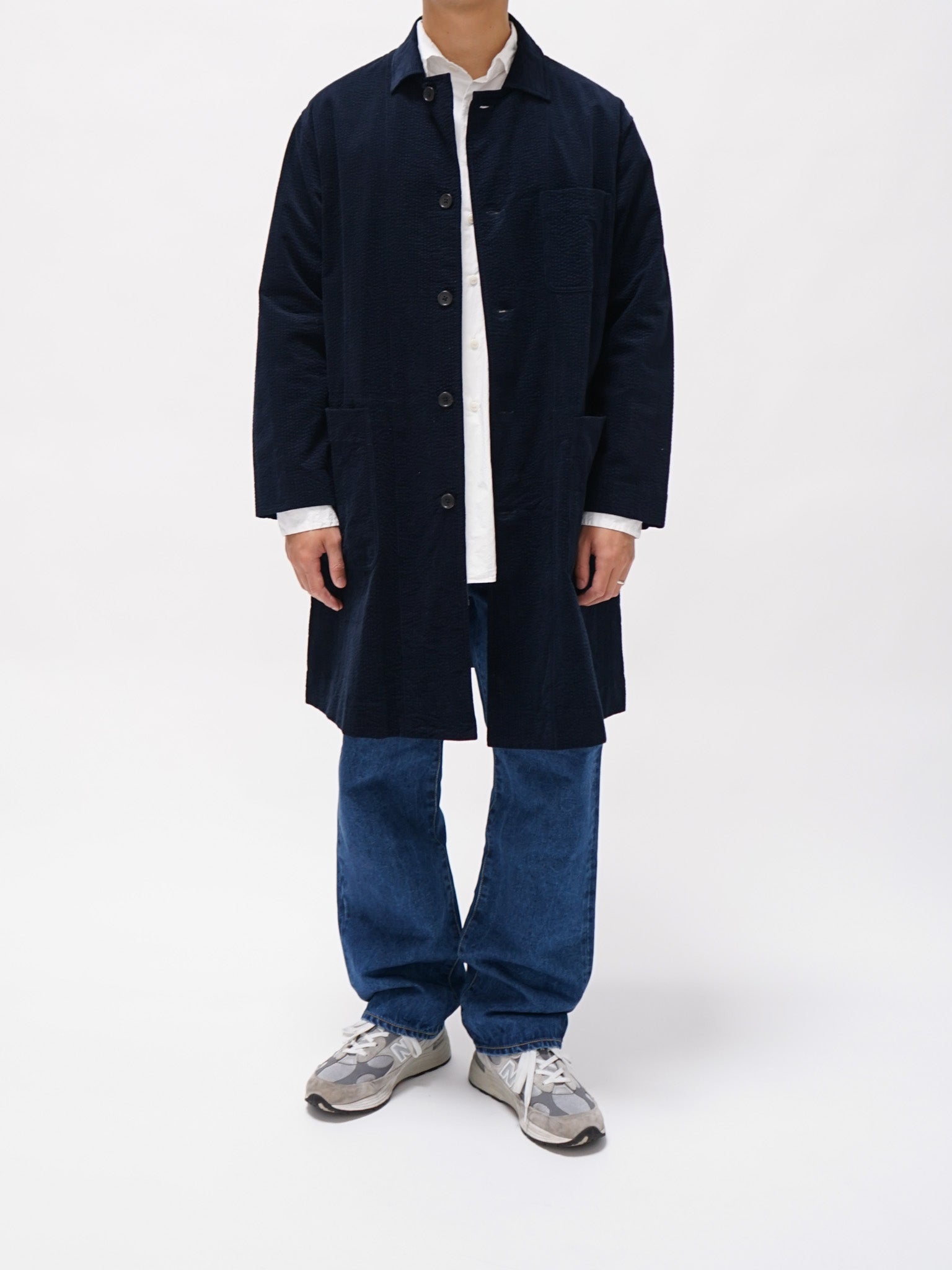 Namu Shop - ts(s) Cotton Ripple Corduroy Shirt Coat - Navy