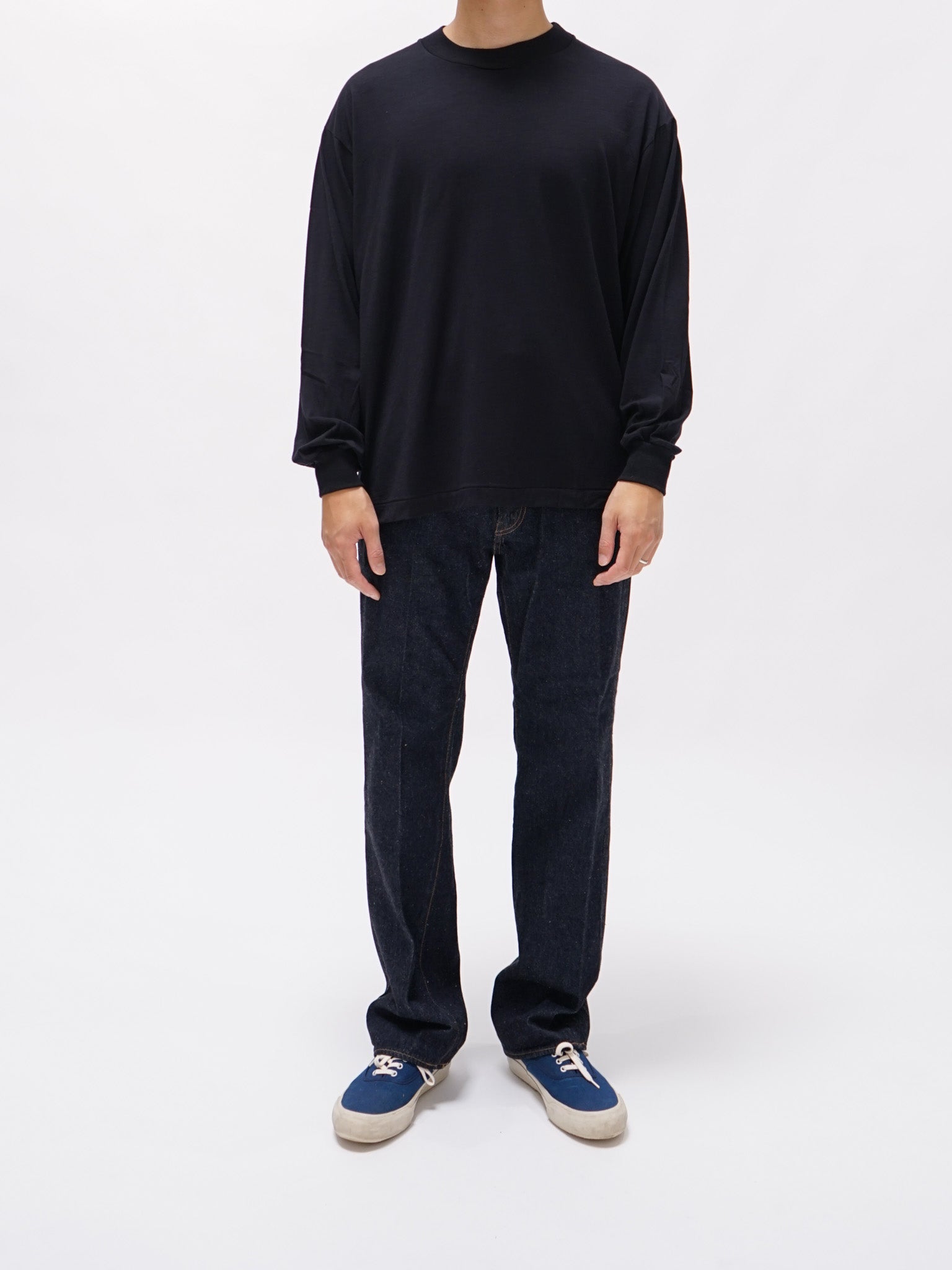 Namu Shop - Kaptain Sunshine Super Soft Washable Merino Tenjiku L/S Tee - Navy