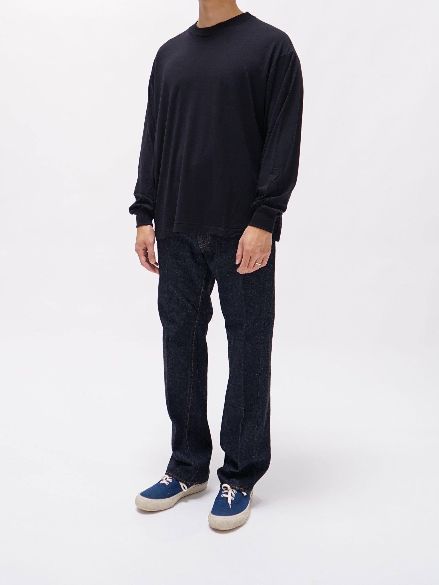 Namu Shop - Kaptain Sunshine Super Soft Washable Merino Tenjiku L/S Tee - Navy