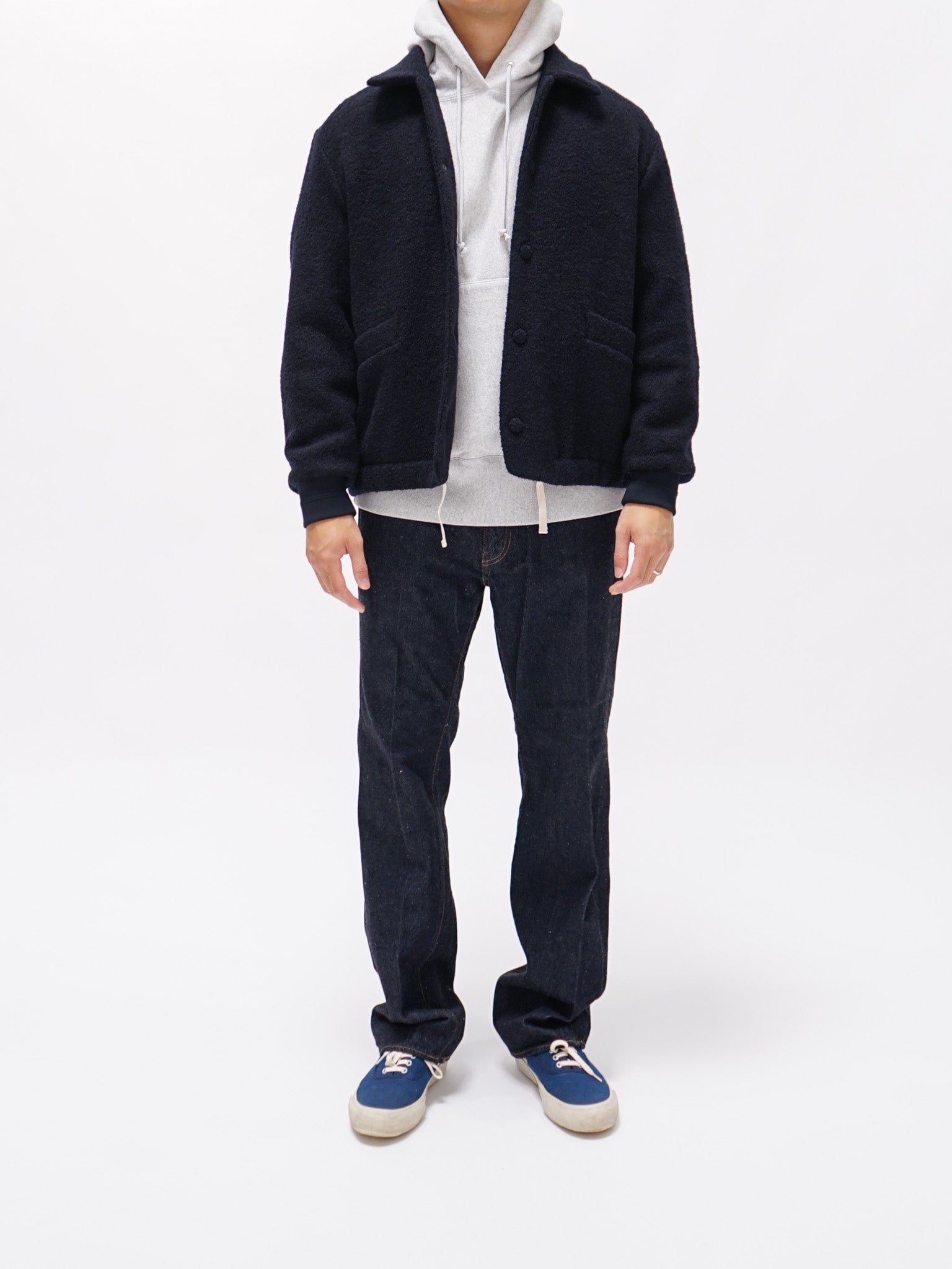 Namu Shop - Document Wool Boucle Blouson - Dark Navy