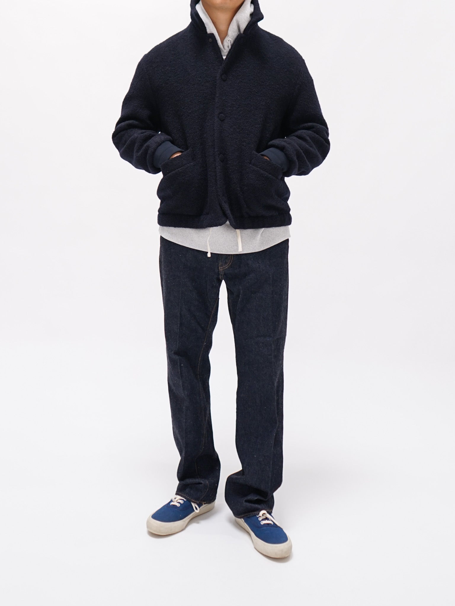 Namu Shop - Document Wool Boucle Blouson - Dark Navy