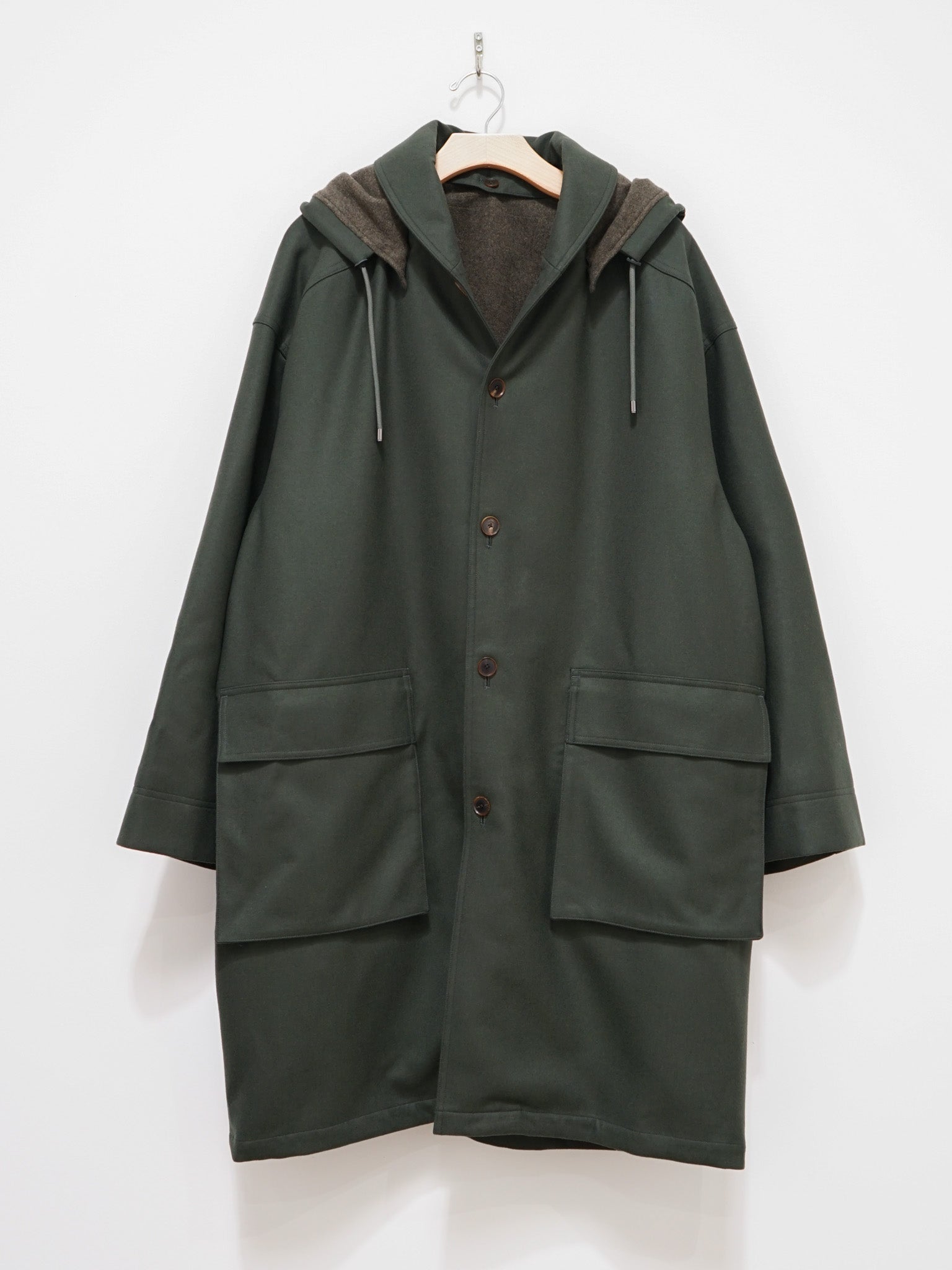 Namu Shop - Auralee Light Melton Hooded Liner Coat - Dark Olive