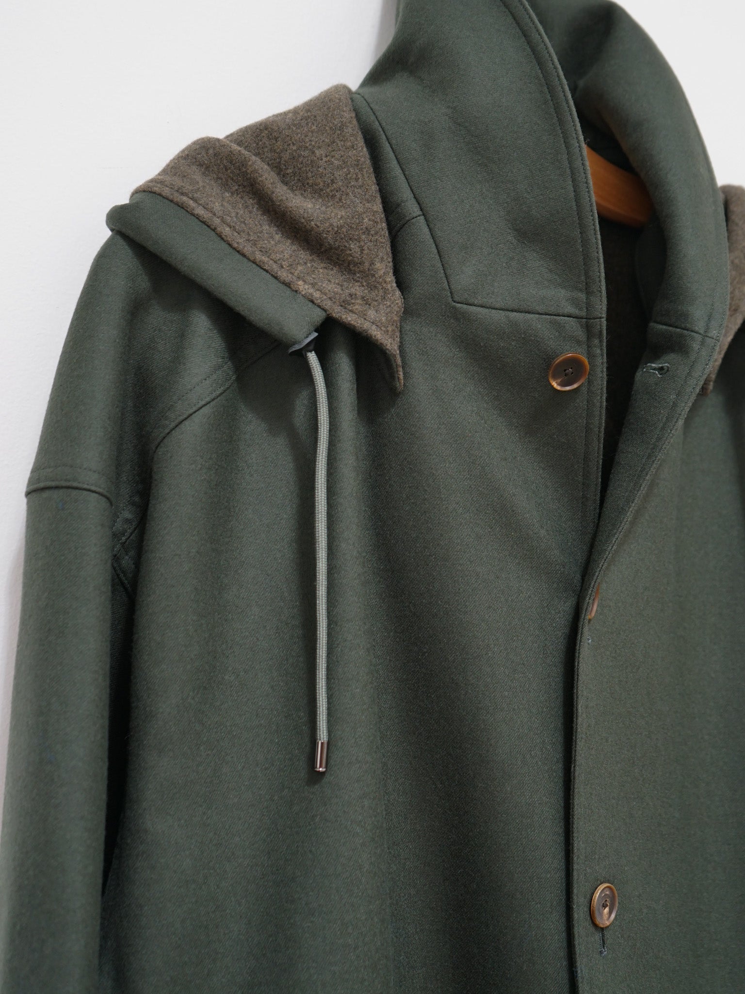 Namu Shop - Auralee Light Melton Hooded Liner Coat - Dark Olive