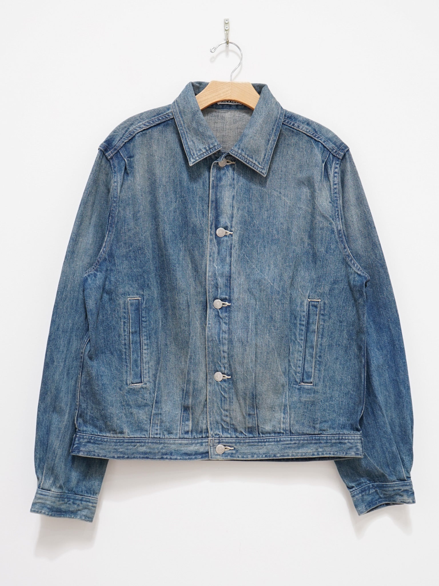 Namu Shop - Auralee Selvedge Faded Light Denim Blouson - Light Indigo Namu Shop - Auralee Selvedge Faded Light Denim Blouson - Light Indigo