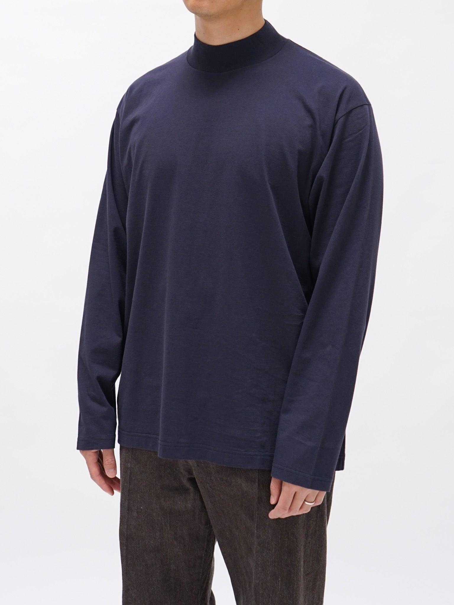 Namu Shop - Y Organic Cotton Jersey Mockneck L/S Tee - Navy