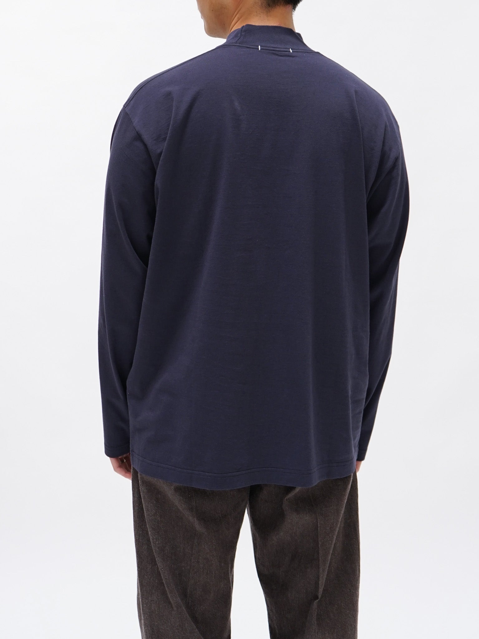 Namu Shop - Y Organic Cotton Jersey Mockneck L/S Tee - Navy