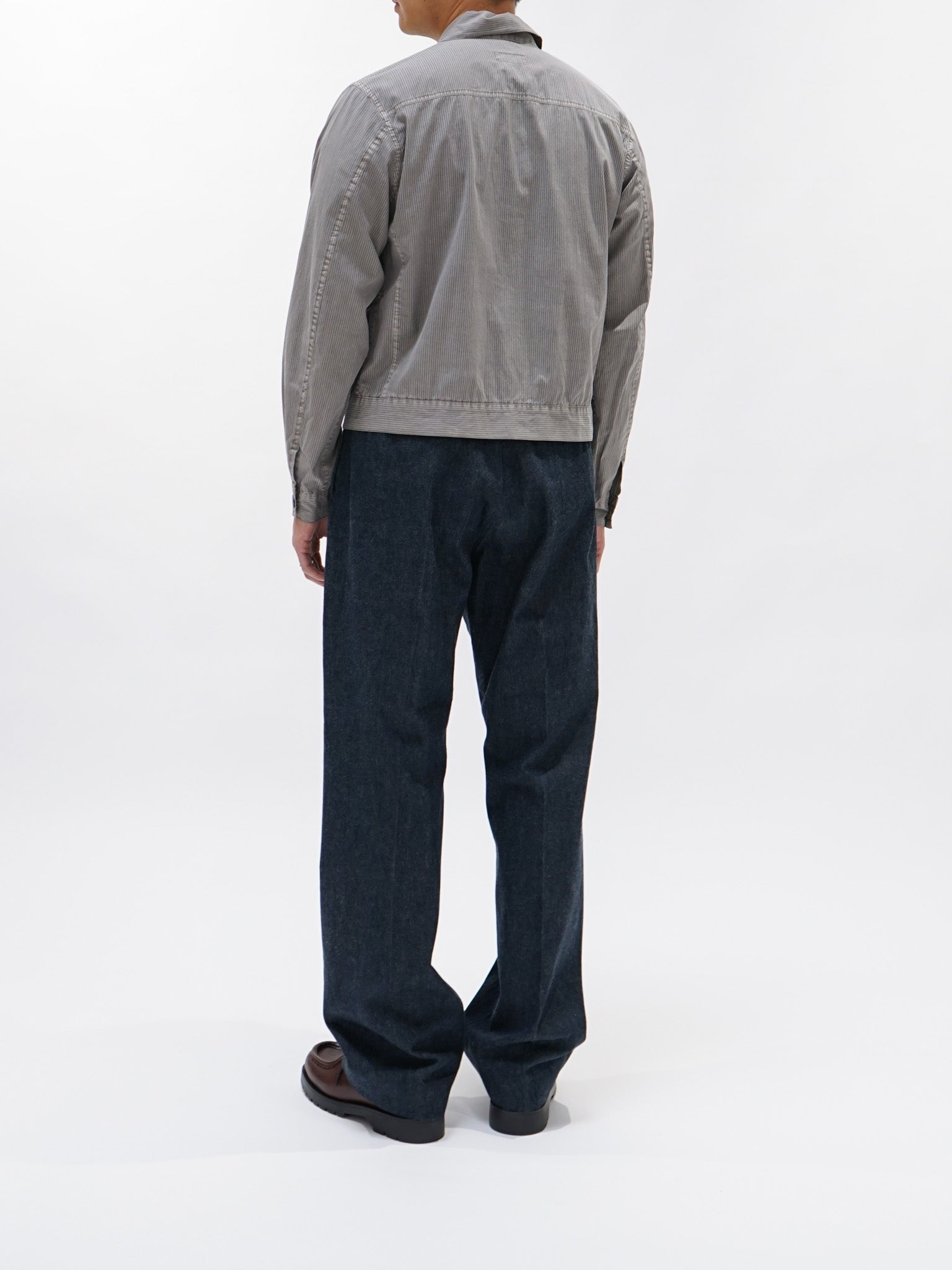 Namu Shop - S H Trucker Shirt - Gray Stripe