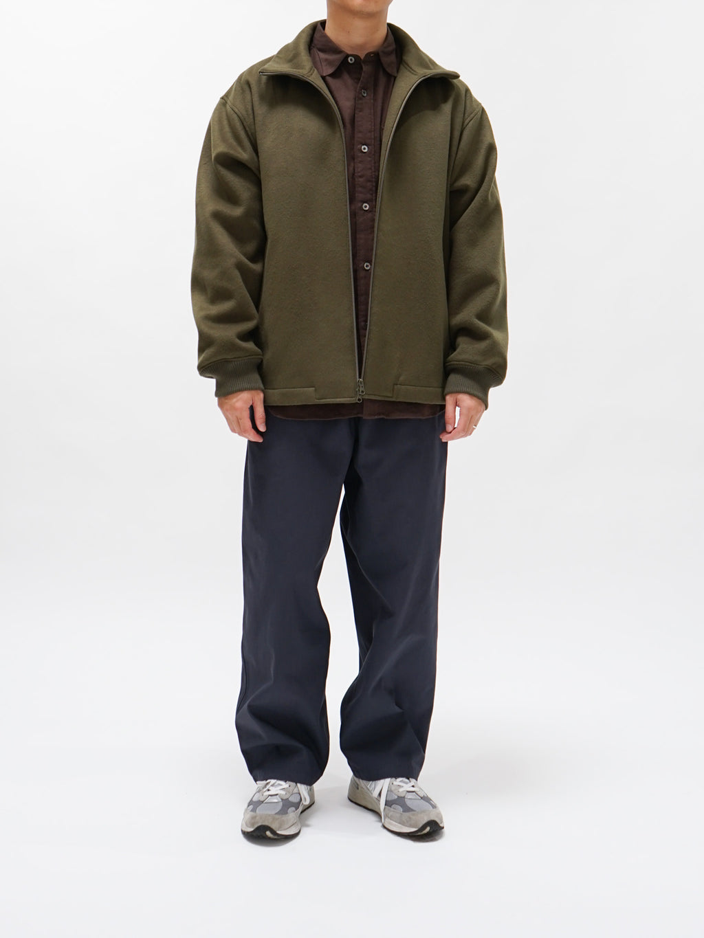 Namu Shop - ts(s) Beaver Finished Wool High Neck Jacket - Olive