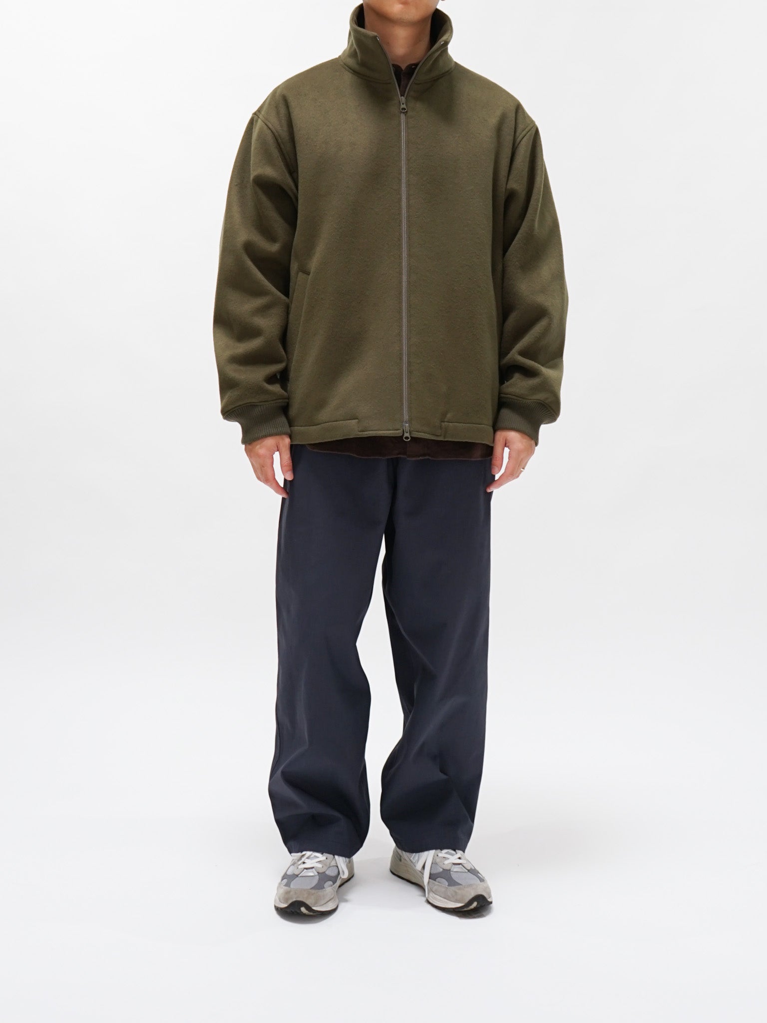 Namu Shop - ts(s) Beaver Finished Wool High Neck Jacket - Olive