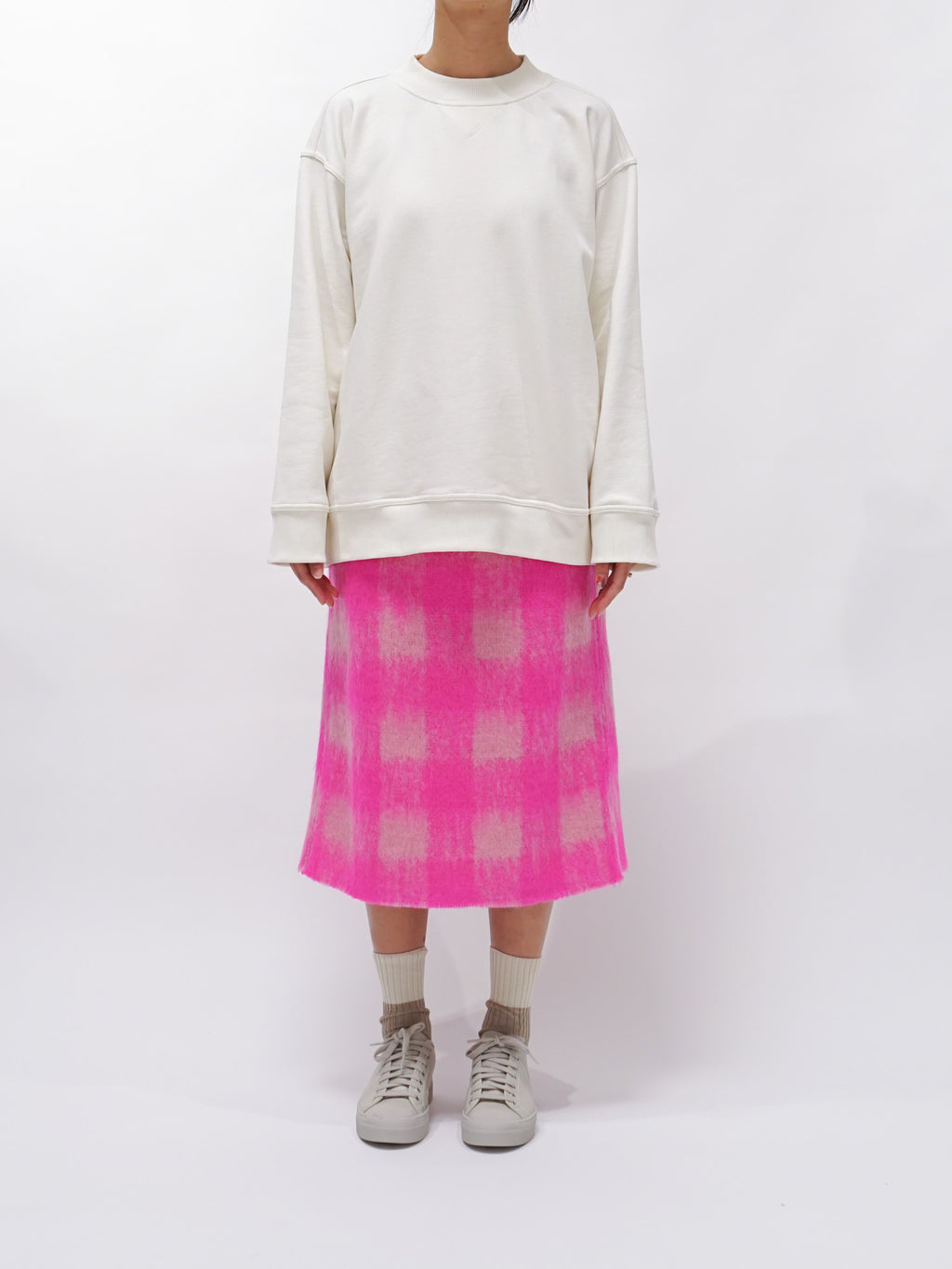 Namu Shop - Sofie D'Hoore Secret Mohair Skirt - Fuchsia Pink Check