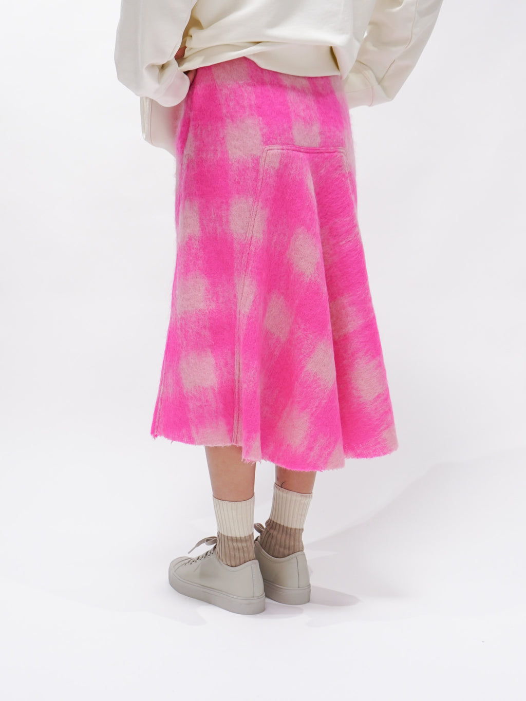 Namu Shop - Sofie D'Hoore Secret Mohair Skirt - Fuchsia Pink Check