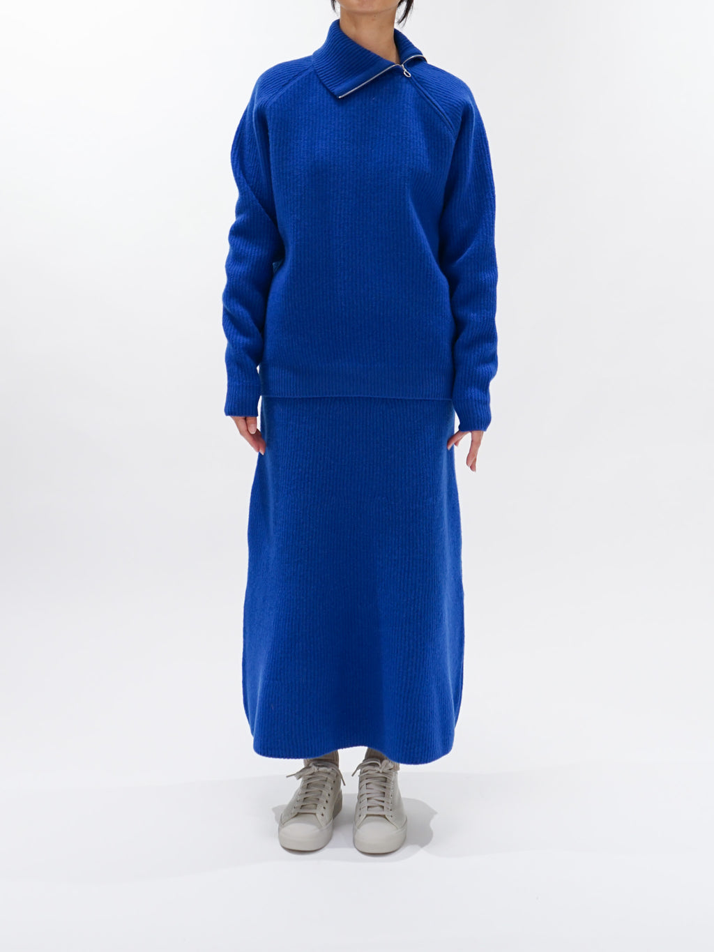 Namu Shop - Auralee Milled French Merino Rib Knit Flare Skirt - Royal Blue