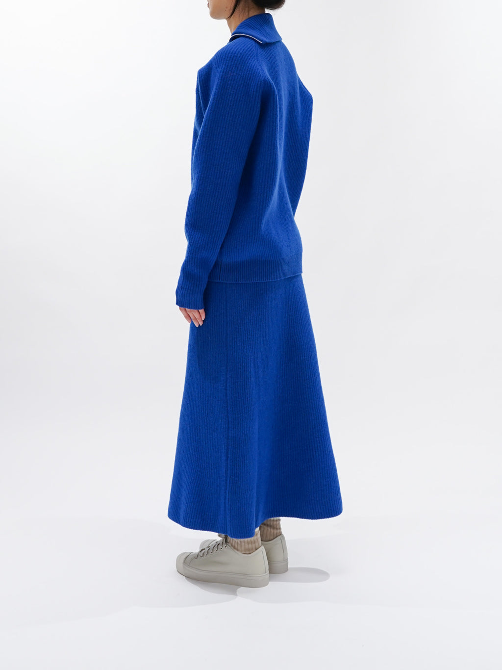 Namu Shop - Auralee Milled French Merino Rib Knit Flare Skirt - Royal Blue