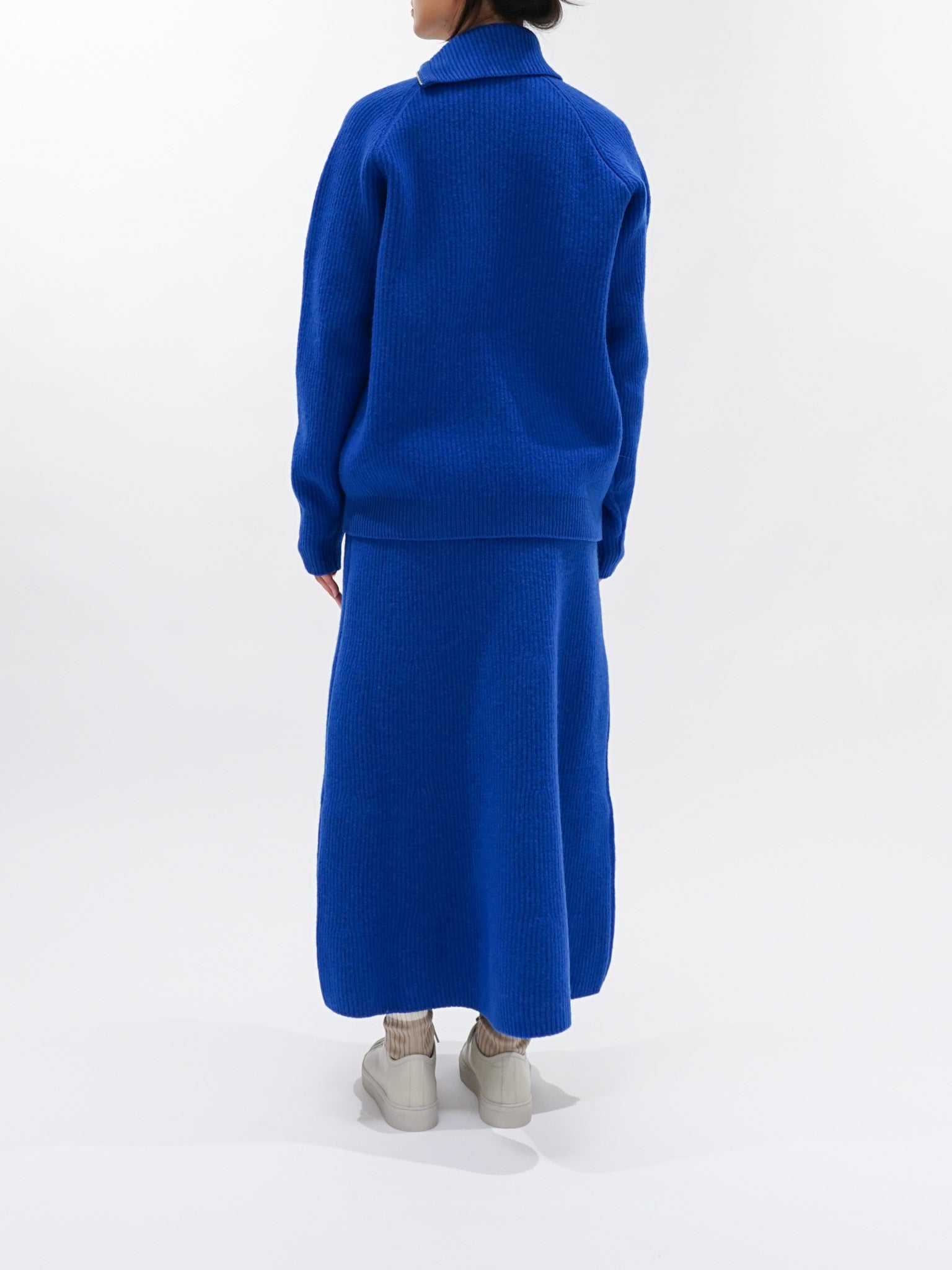 Namu Shop - Auralee Milled French Merino Rib Knit Flare Skirt - Royal Blue