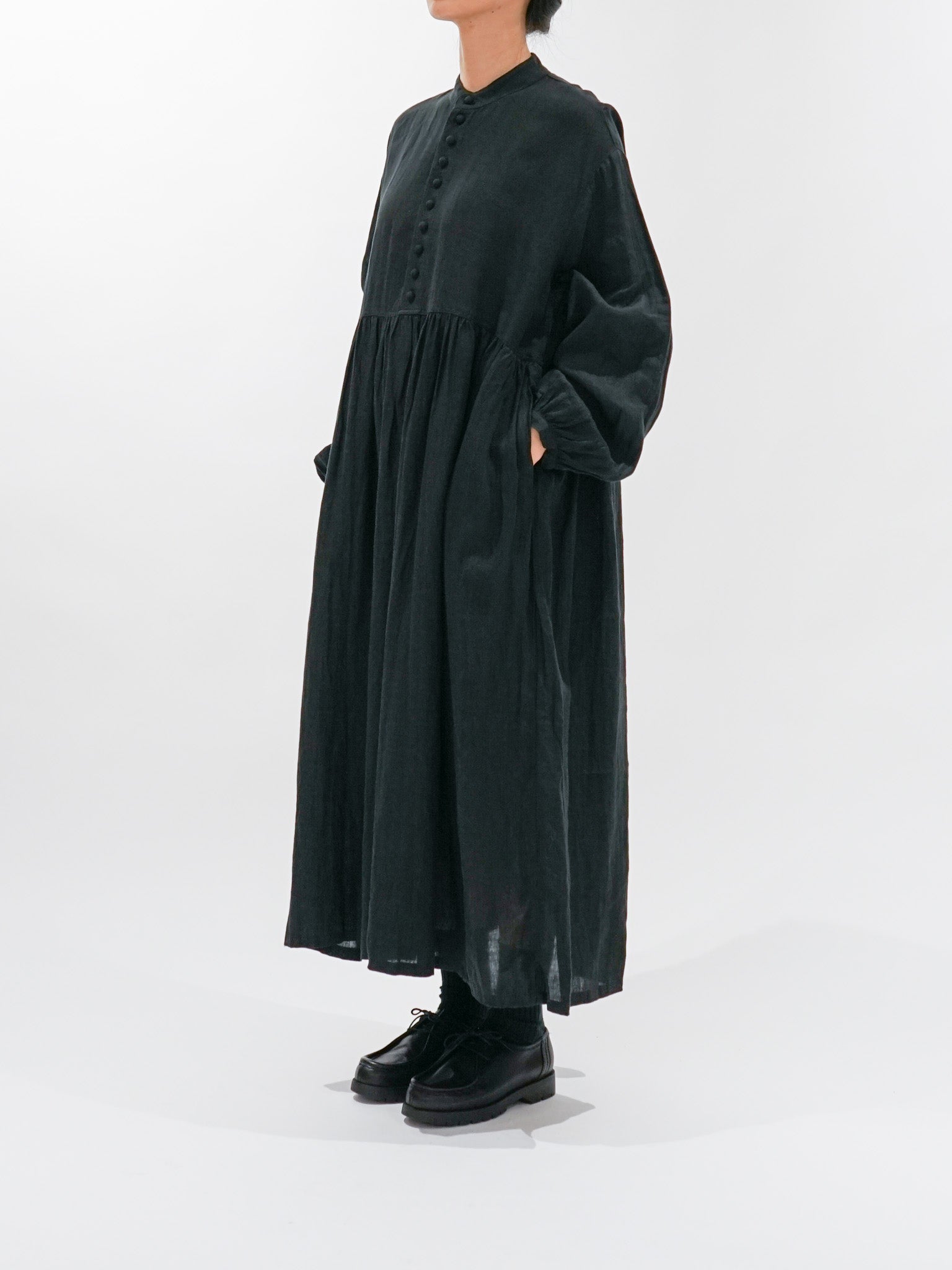 Namu Shop - Ichi Antiquites French Linen Dress - Black
