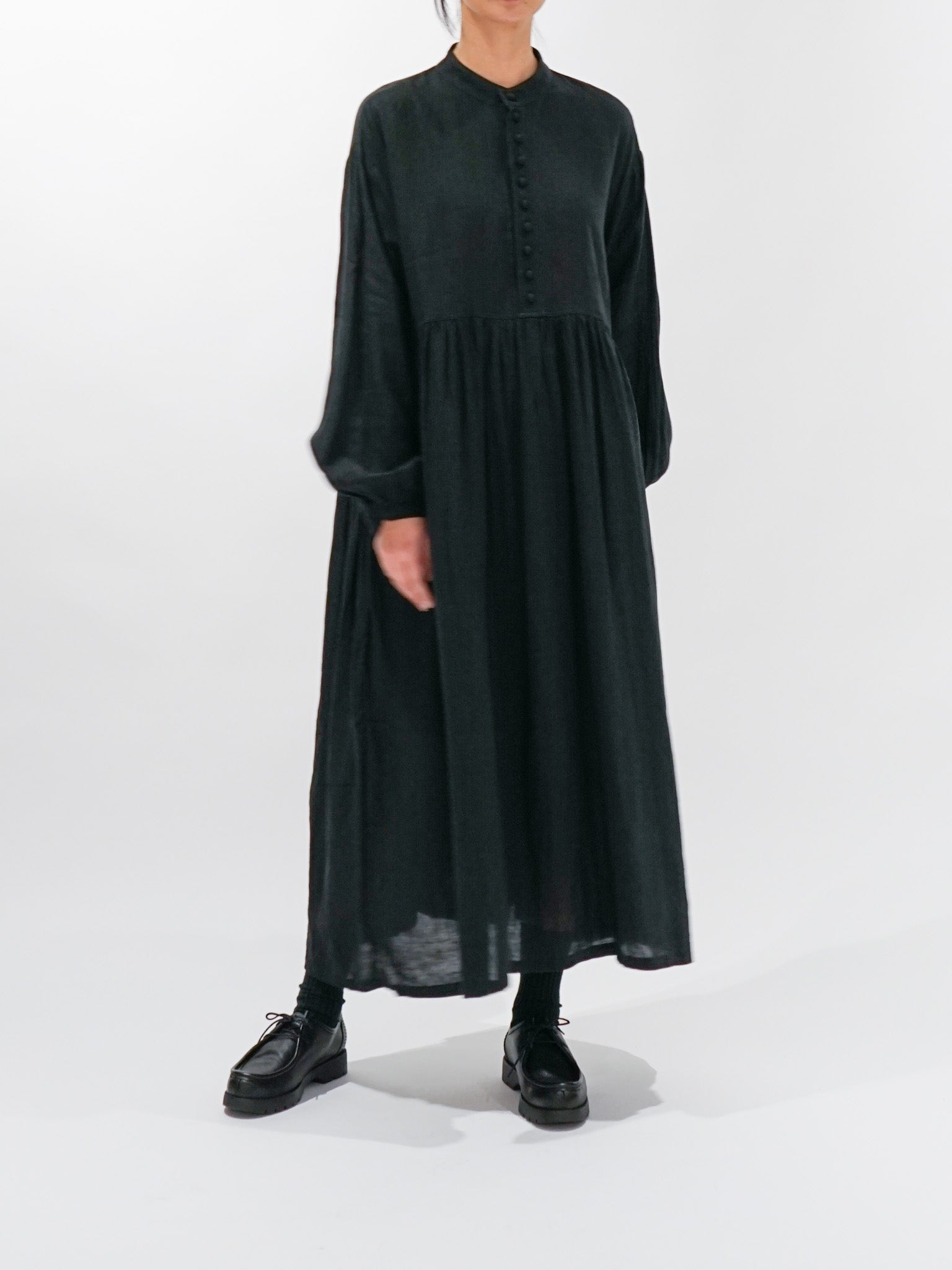 Namu Shop - Ichi Antiquites French Linen Dress - Black