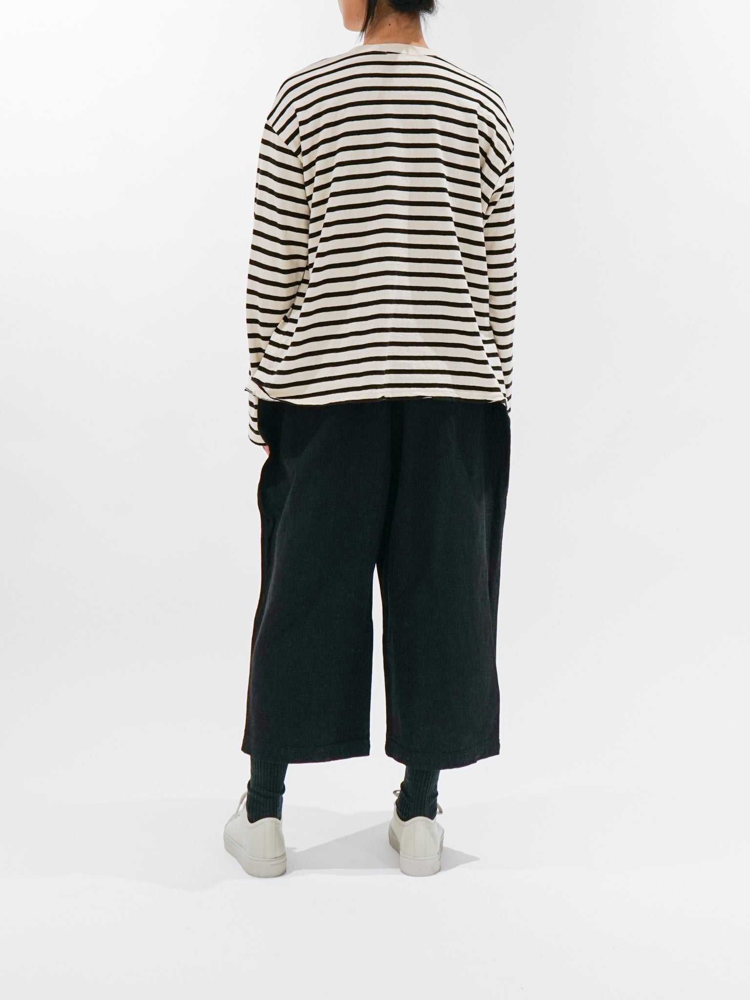 Namu Shop - Ichi Antiquites Striped Pullover Knit - Natural x Black