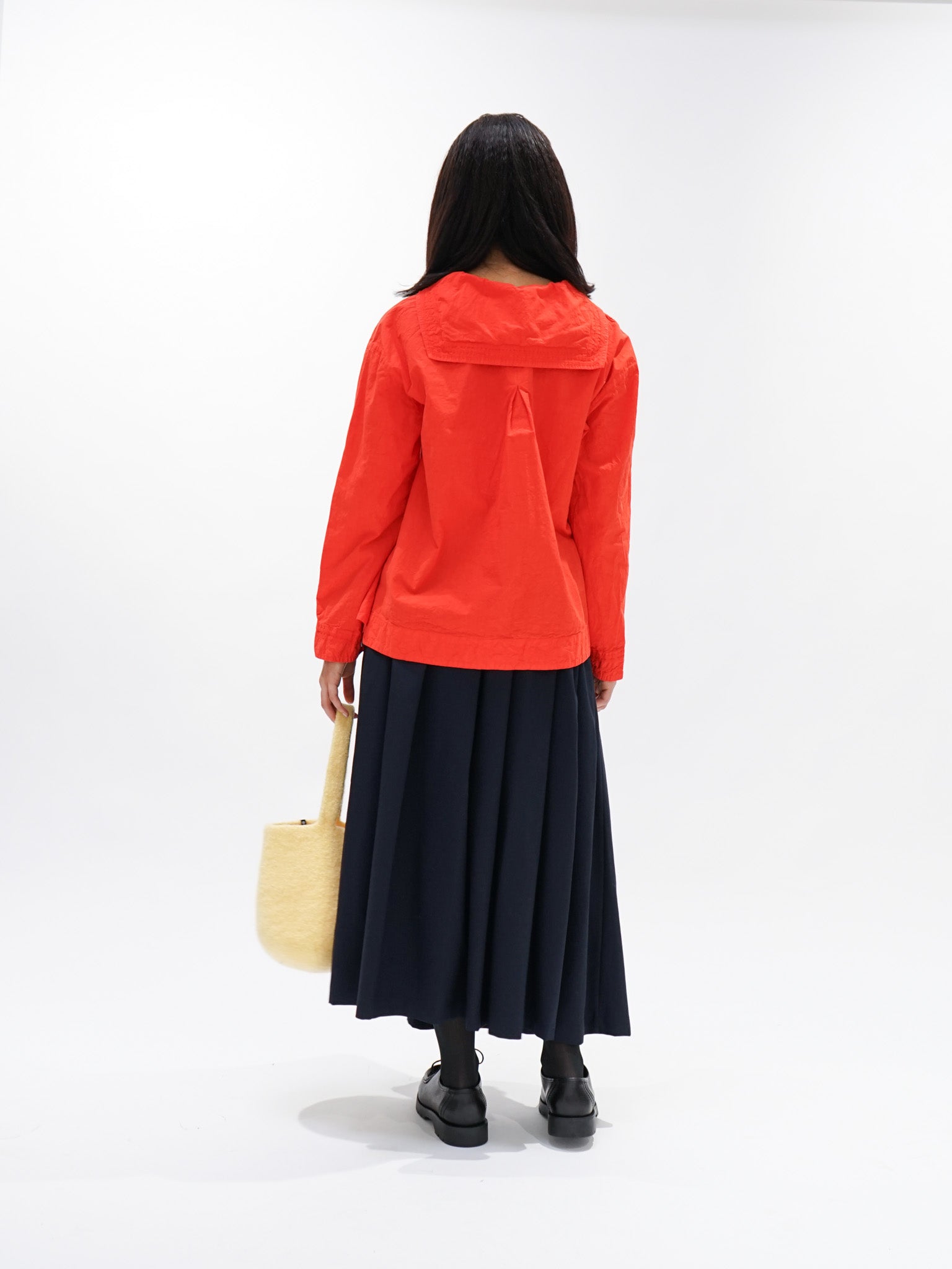 Namu Shop - Veritecoeur Shrink Sailor Collar Shirt - Red Orange