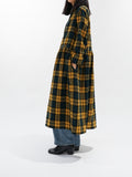 Namu Shop - ICHI Brushed Wool Gather Check Dress - Yellow