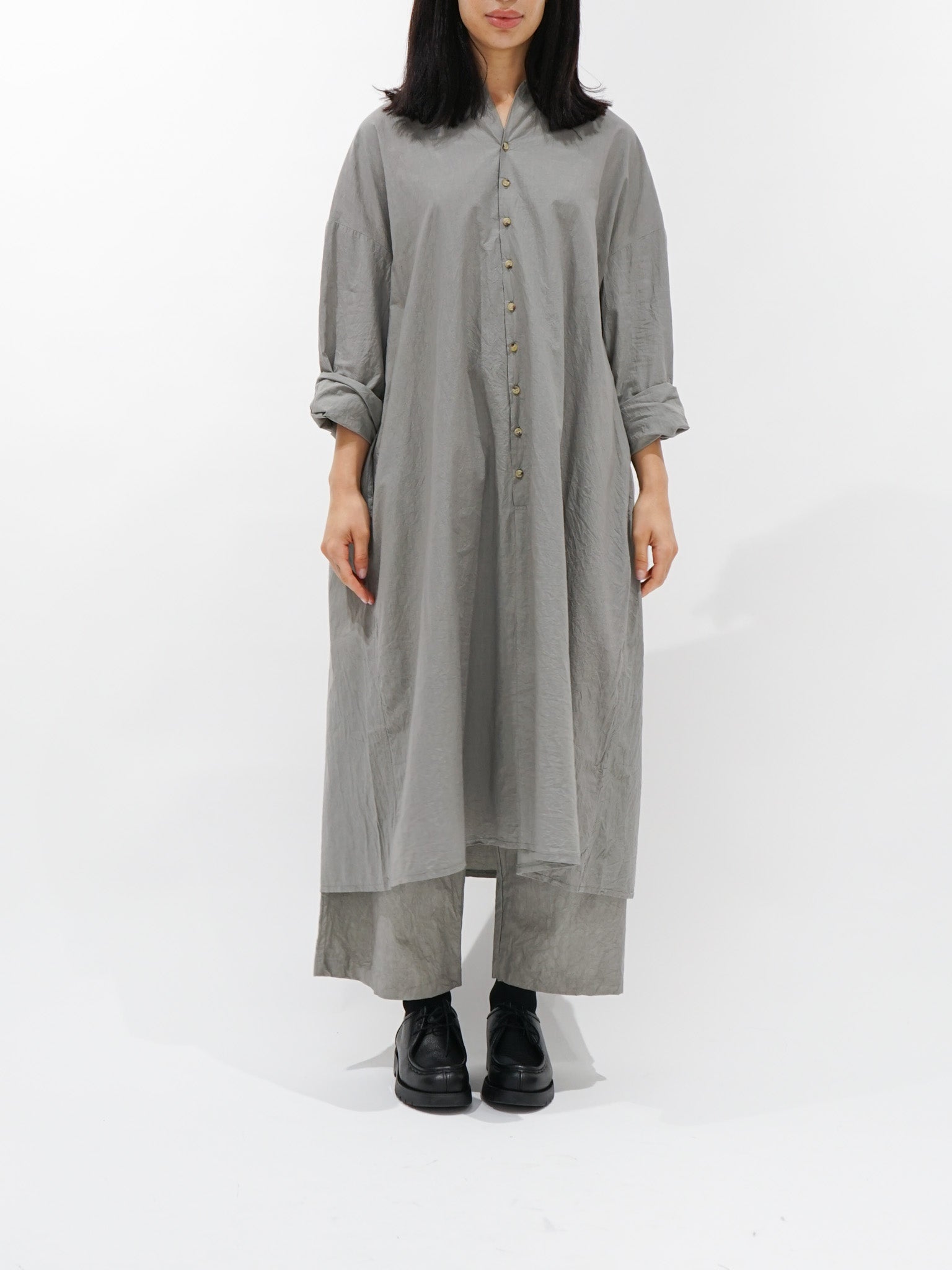 Namu Shop - Veritecoeur Tailored Collar Dress - Gray