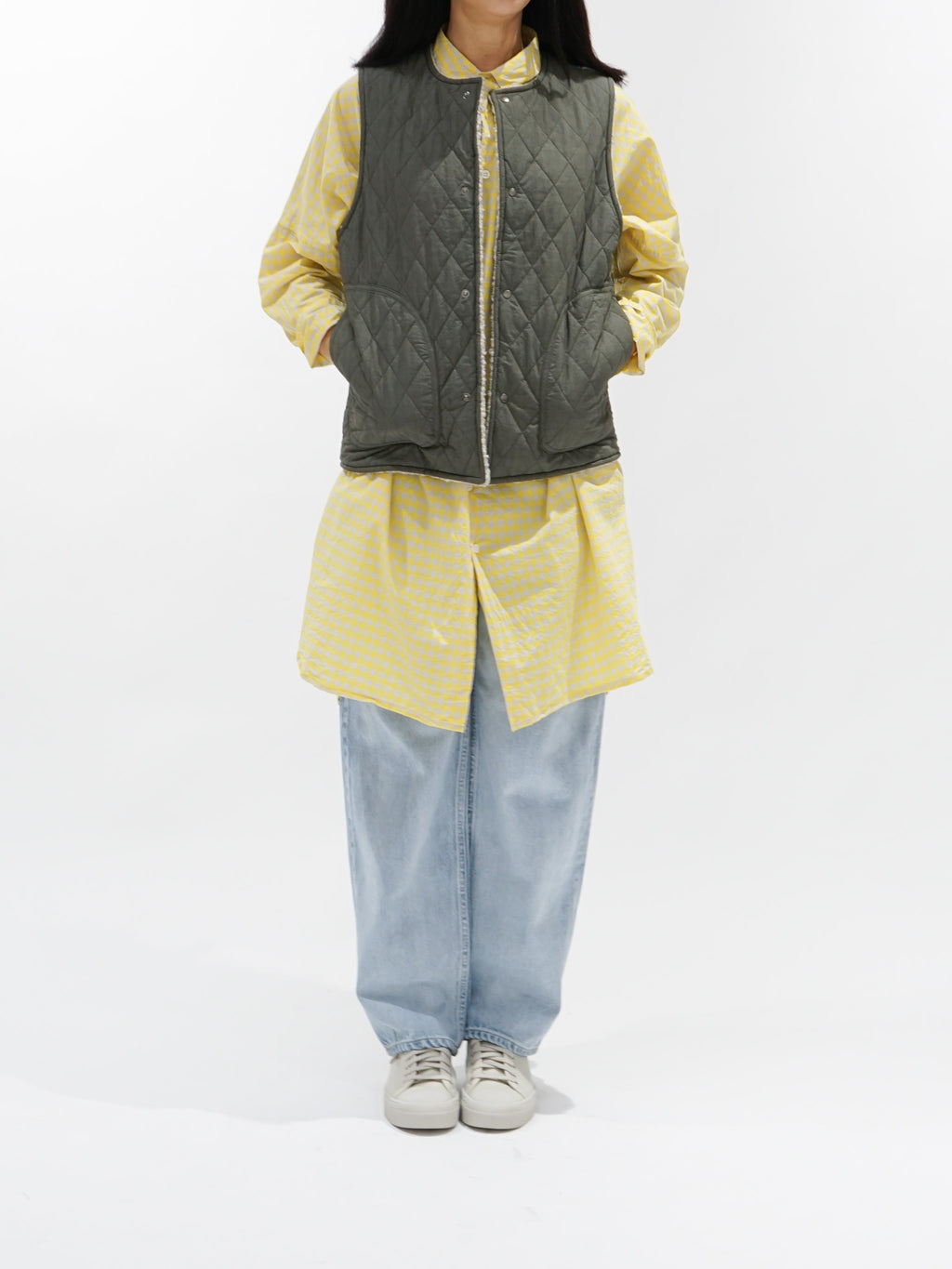 Namu Shop - Veritecoeur Reversible Boa Vest - Gray/Olive