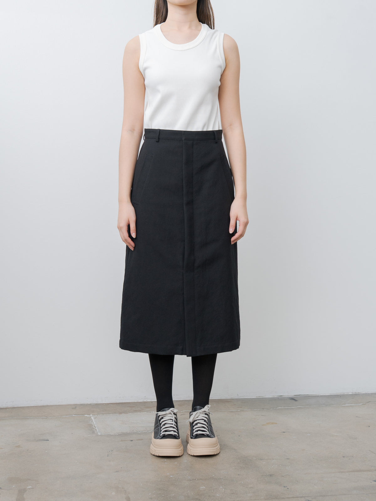 Namu Shop - Auralee Wool Cotton Linen Ox Skirt - Black