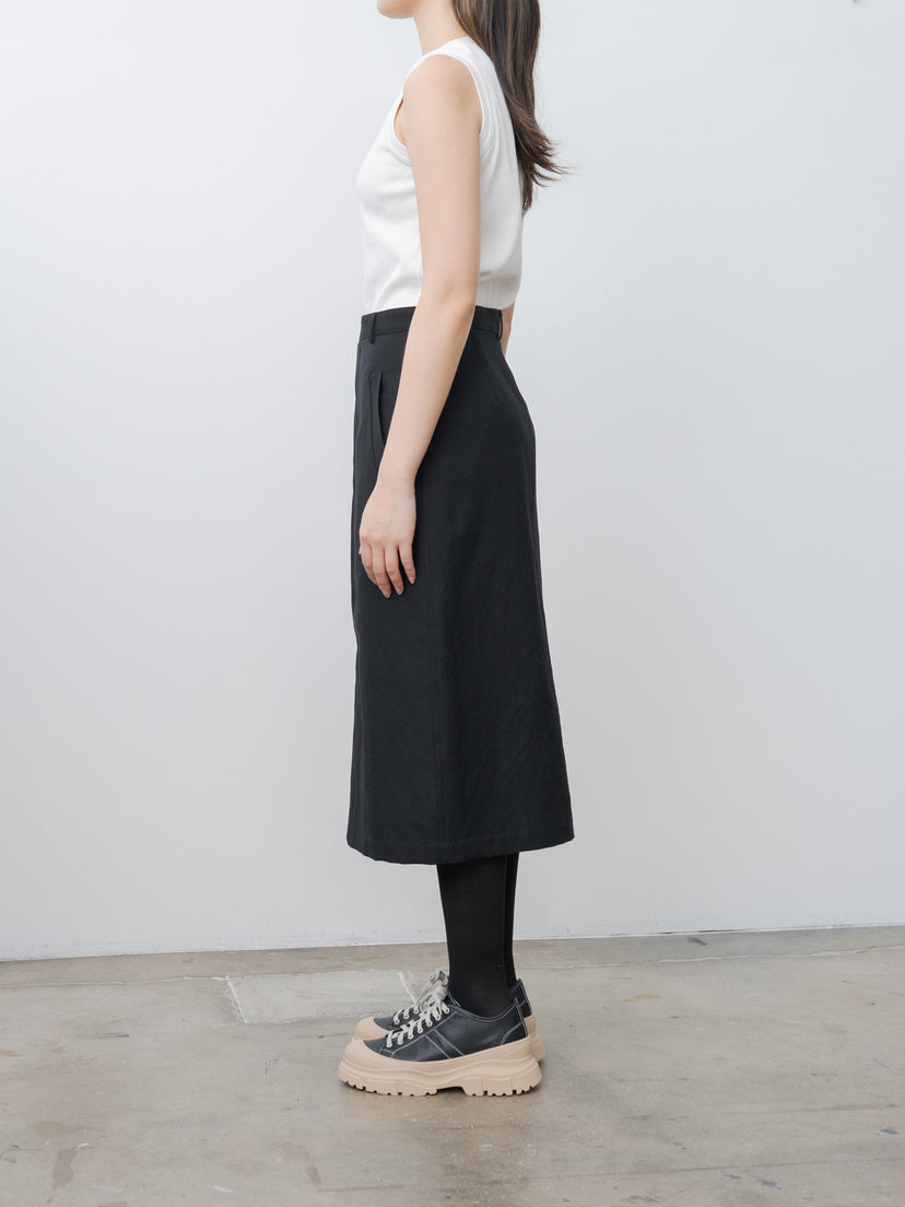 Namu Shop - Auralee Wool Cotton Linen Ox Skirt - Black